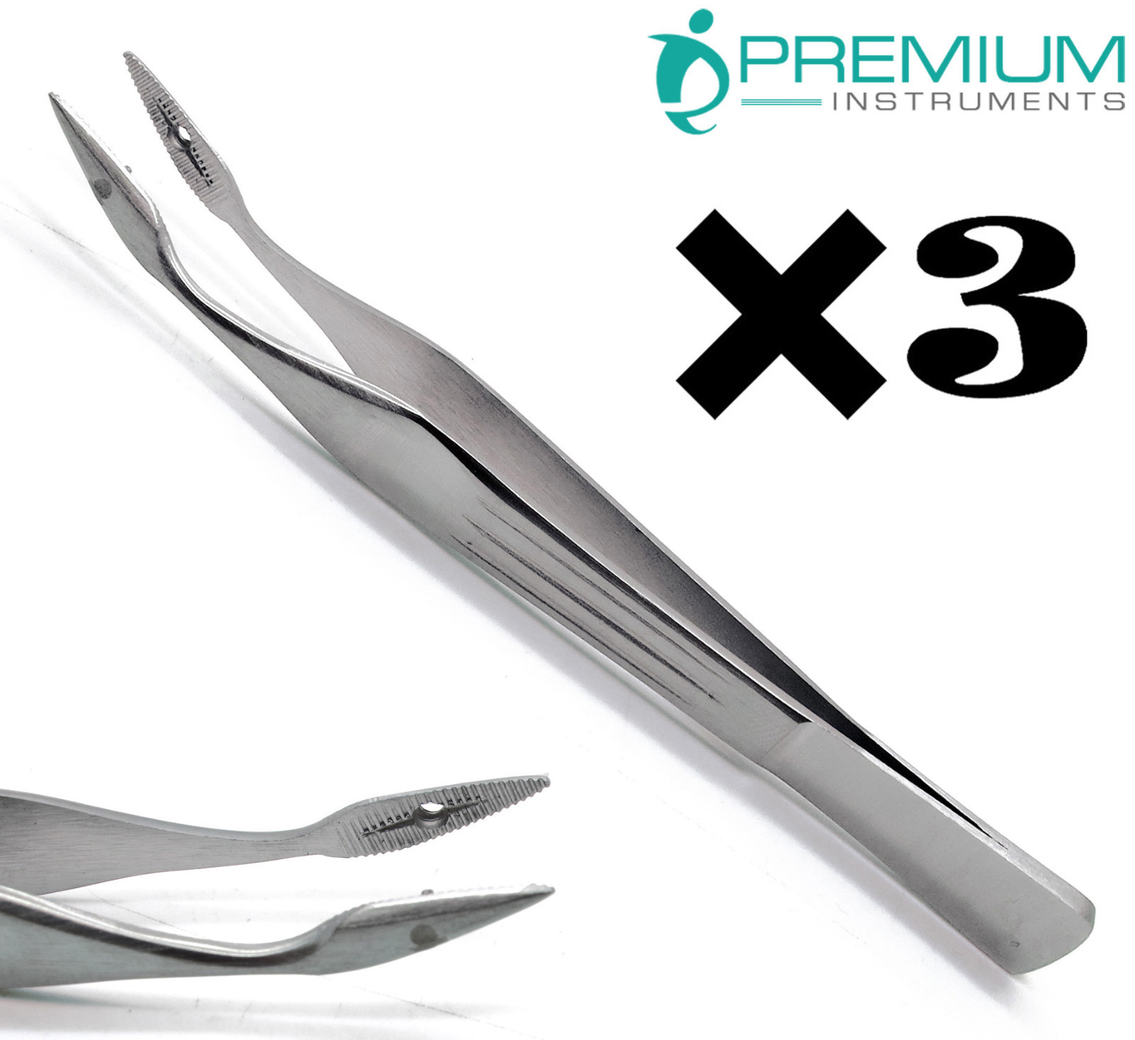 3× Carmalt Splinter Curved Tweezer 4.5″ Surgical Forceps Veterinary Instruments