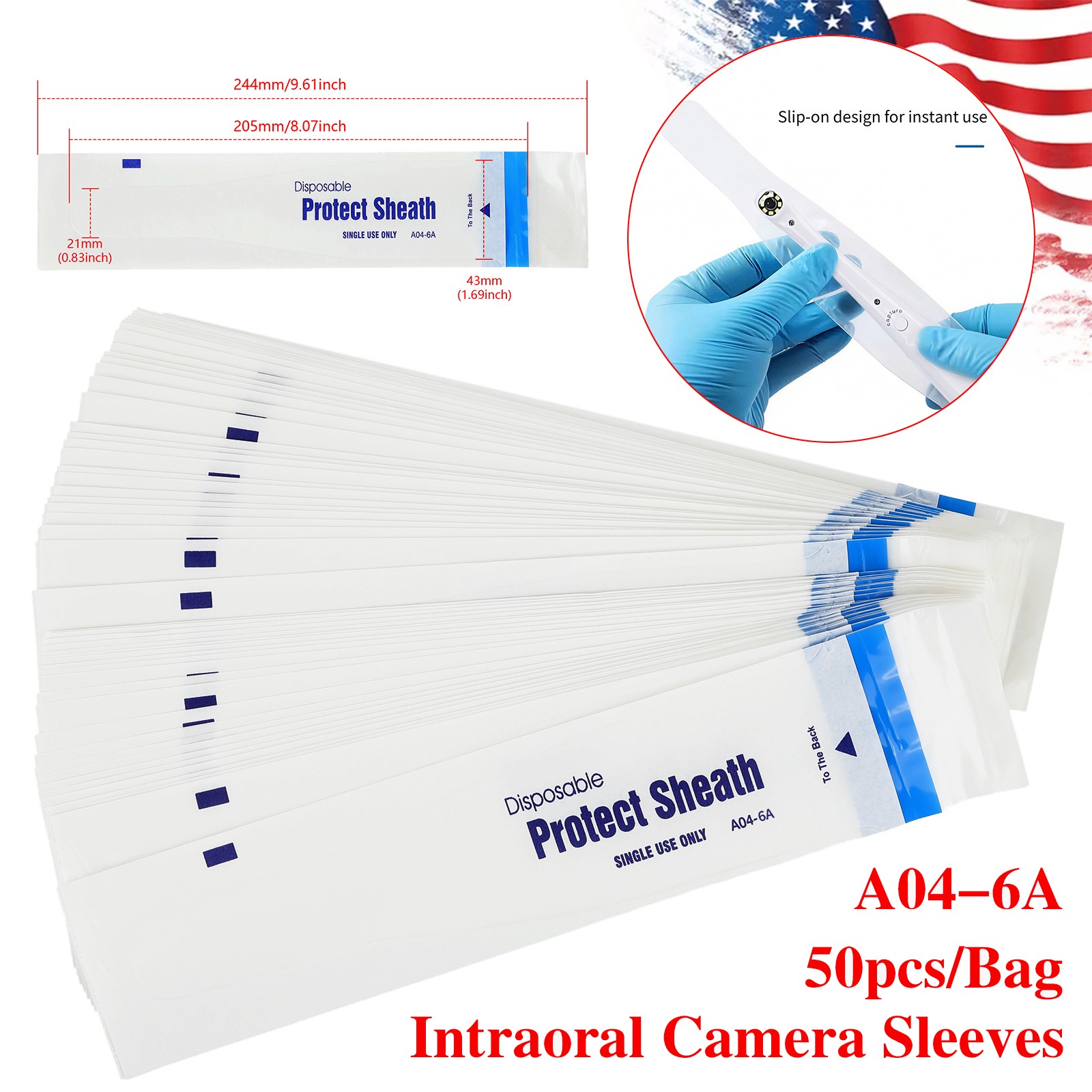 Dental A04-6A Disposable Protect Sheath Intraoral Camera Cover 100/200/300/500Pc