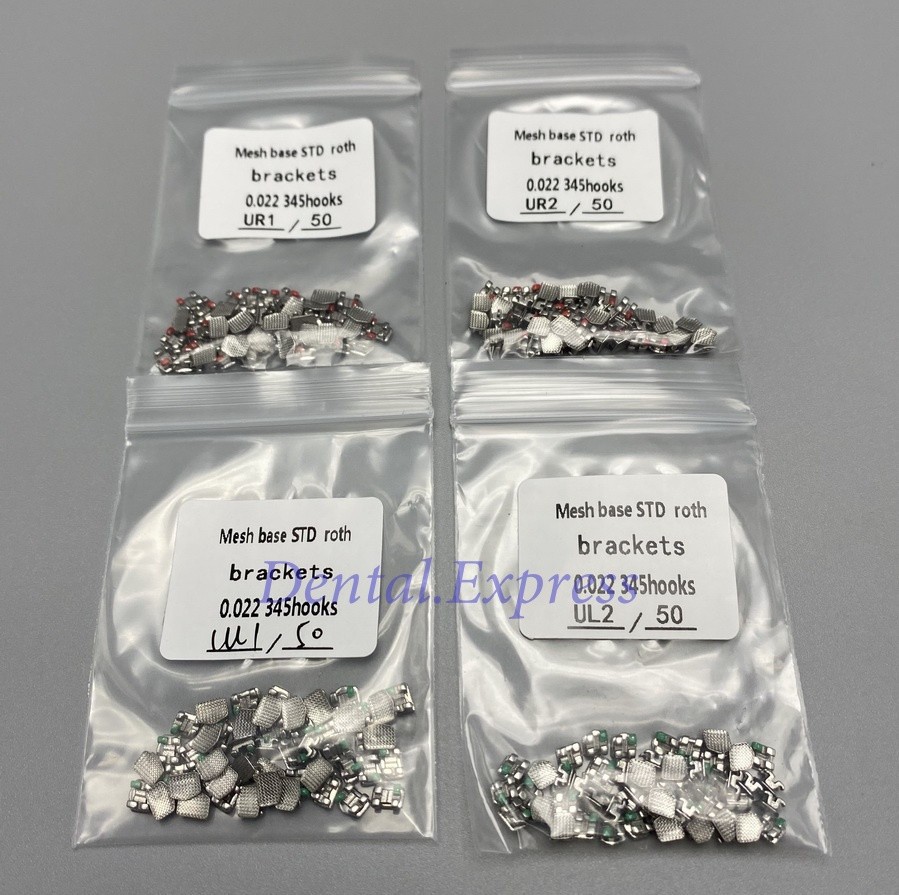 50 Dental Orthodontic Brackets Metal Braces Mini Standard roth/mbt 022 345 hooks