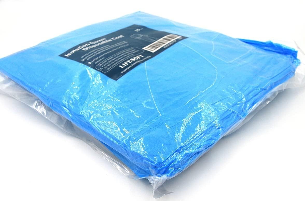 Disposable Isolation Gown Polypropylene Lab Gowns Knit Cuff Long Sleeve Pack …