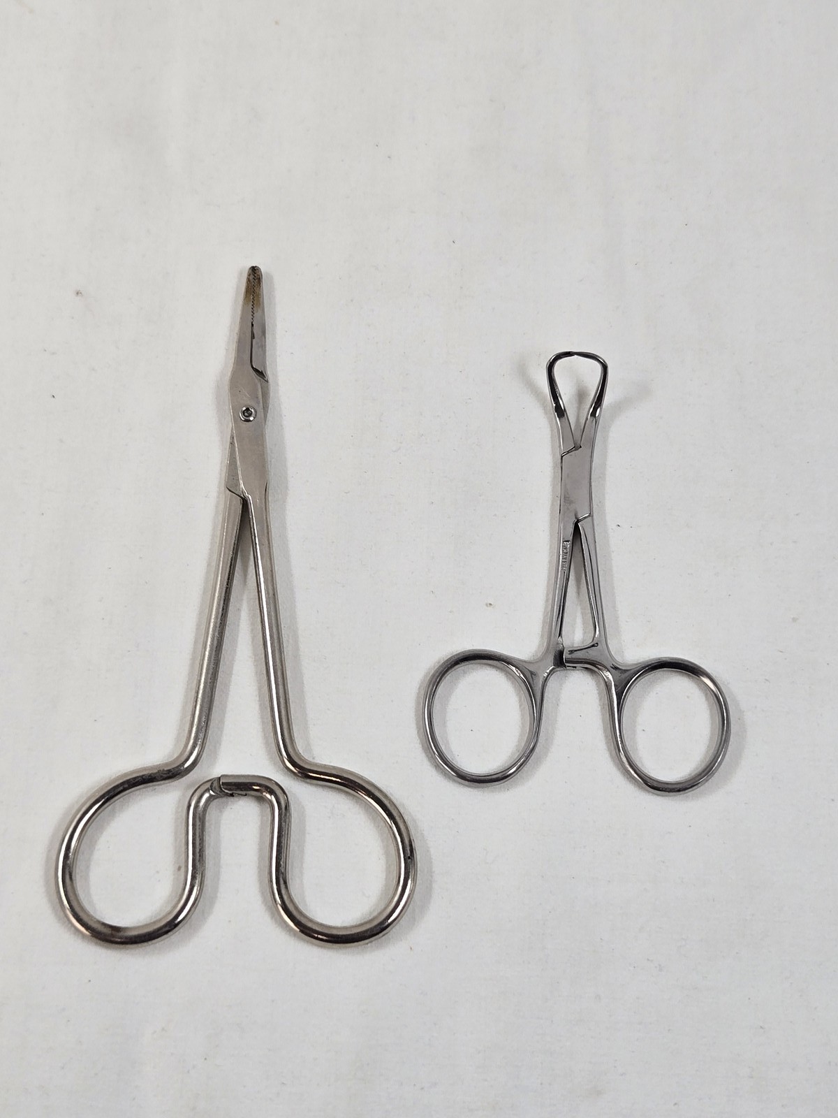 2 PC Stainless Steel Hemostat Forceps Set Straight & Curved Locking Clamps