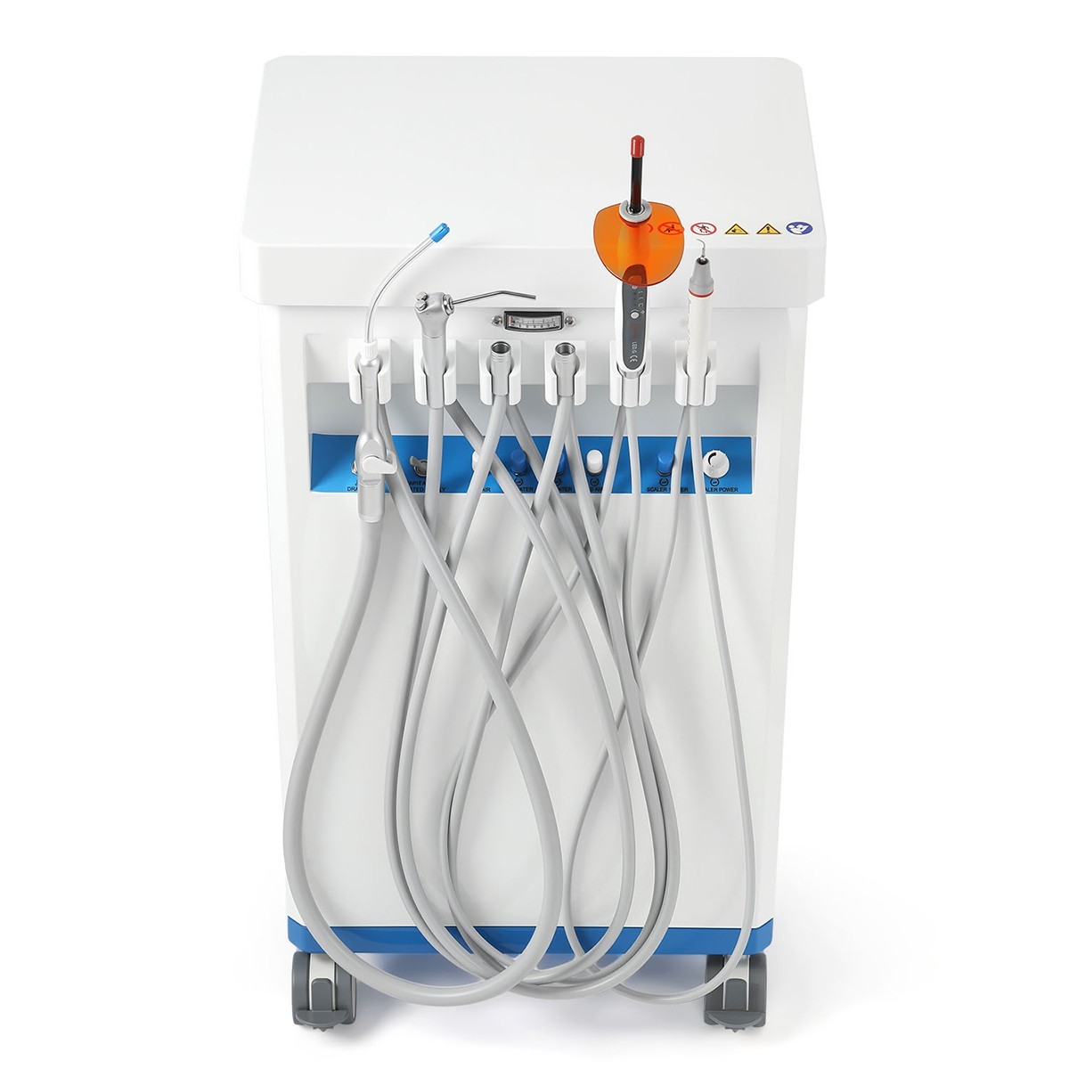 Dental Portable Mobile Delivery Unit Rolling Cart Syringe Suction Air Compressor
