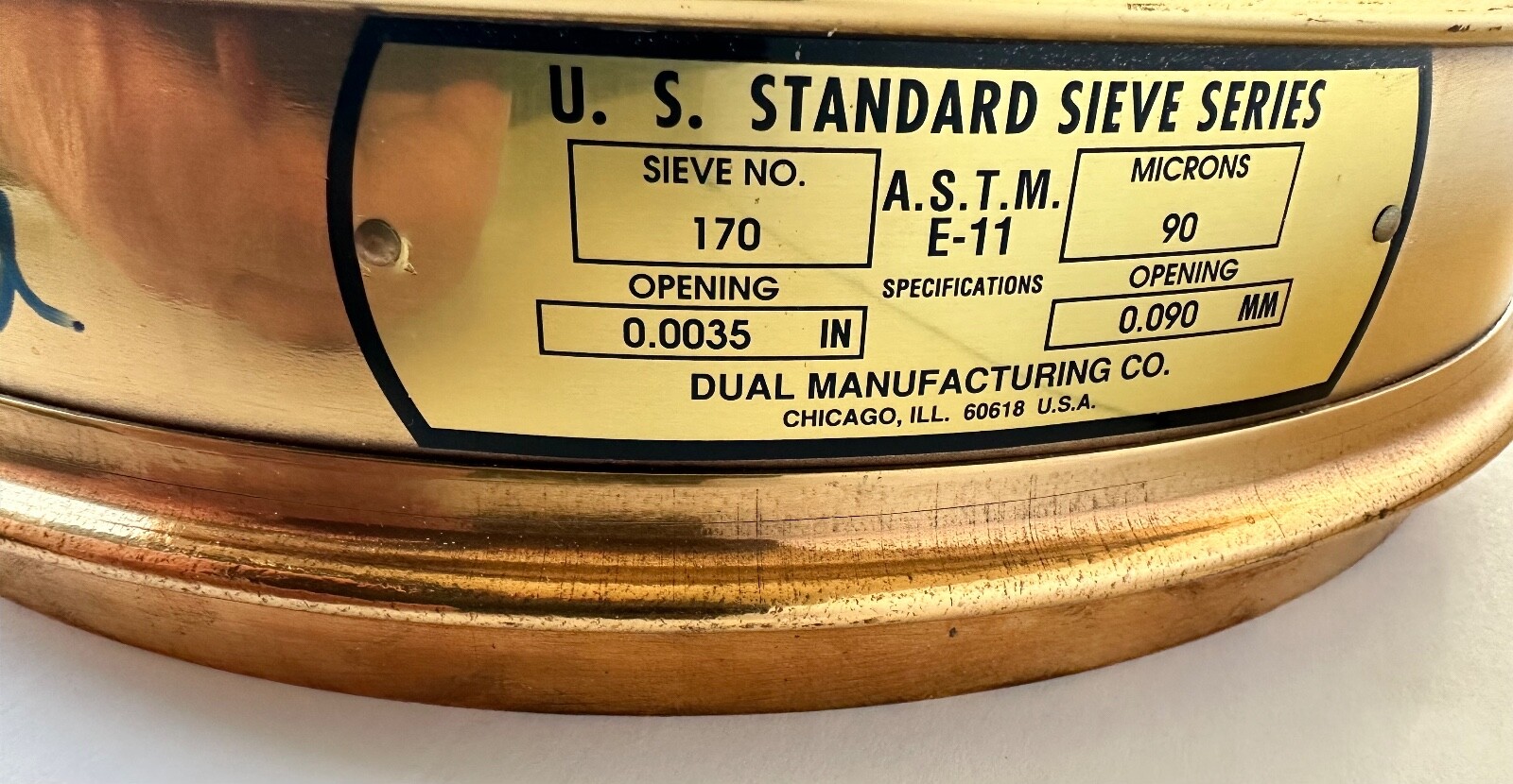 US Standard Sieve Series Sieve No 170 .0035″ 90μm 12×2″