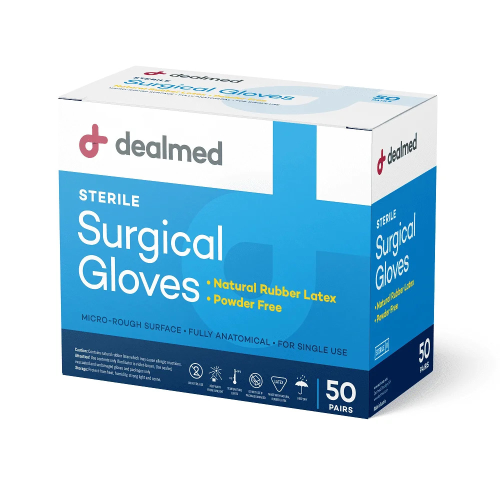 Dealmed Latex Gloves, Sterile, Multi-Layer, Size 8, (300 Pairs/Case)