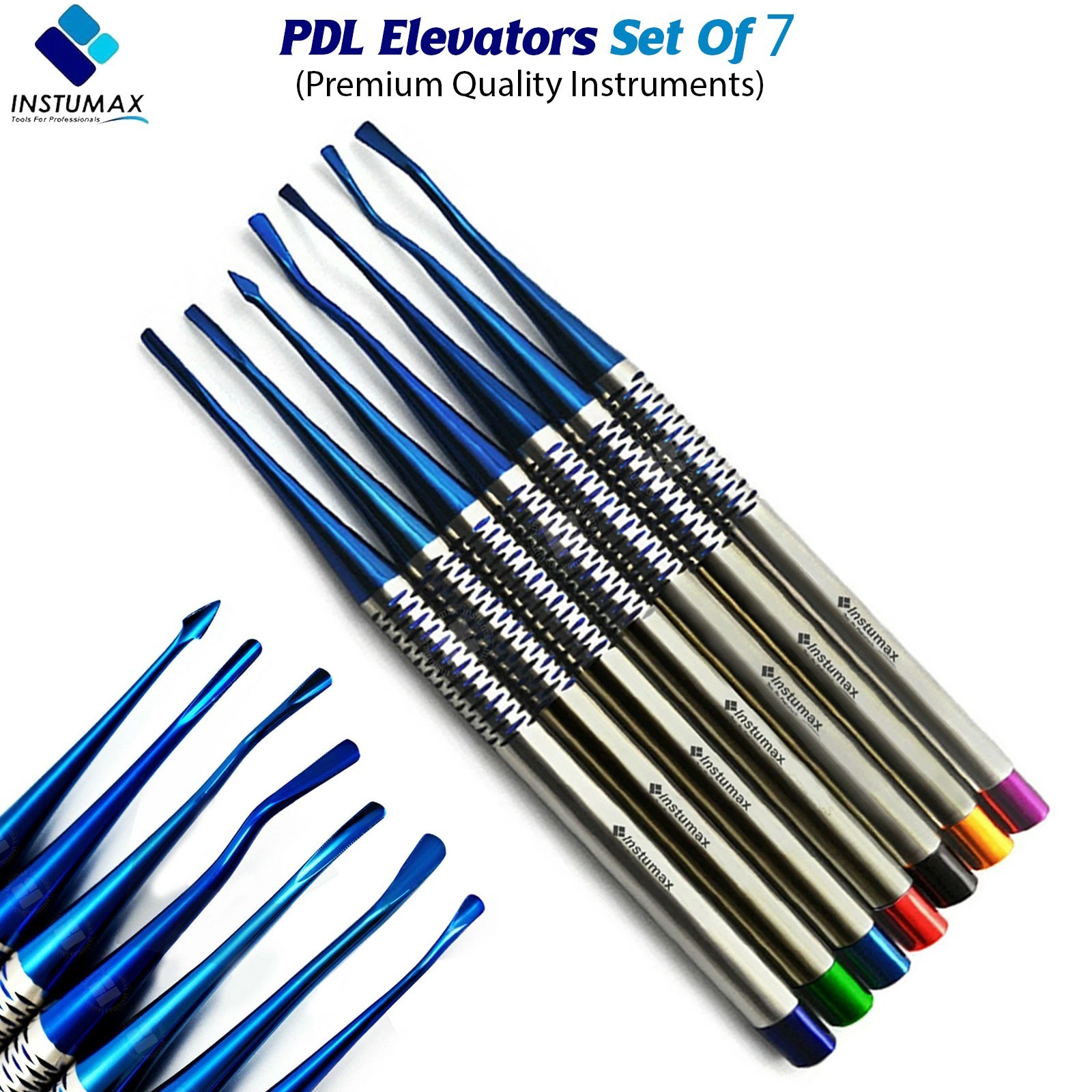 Dental PDL Luxating Root Elevators Set of 7 Precise Periotomes Tips Titanium Lab