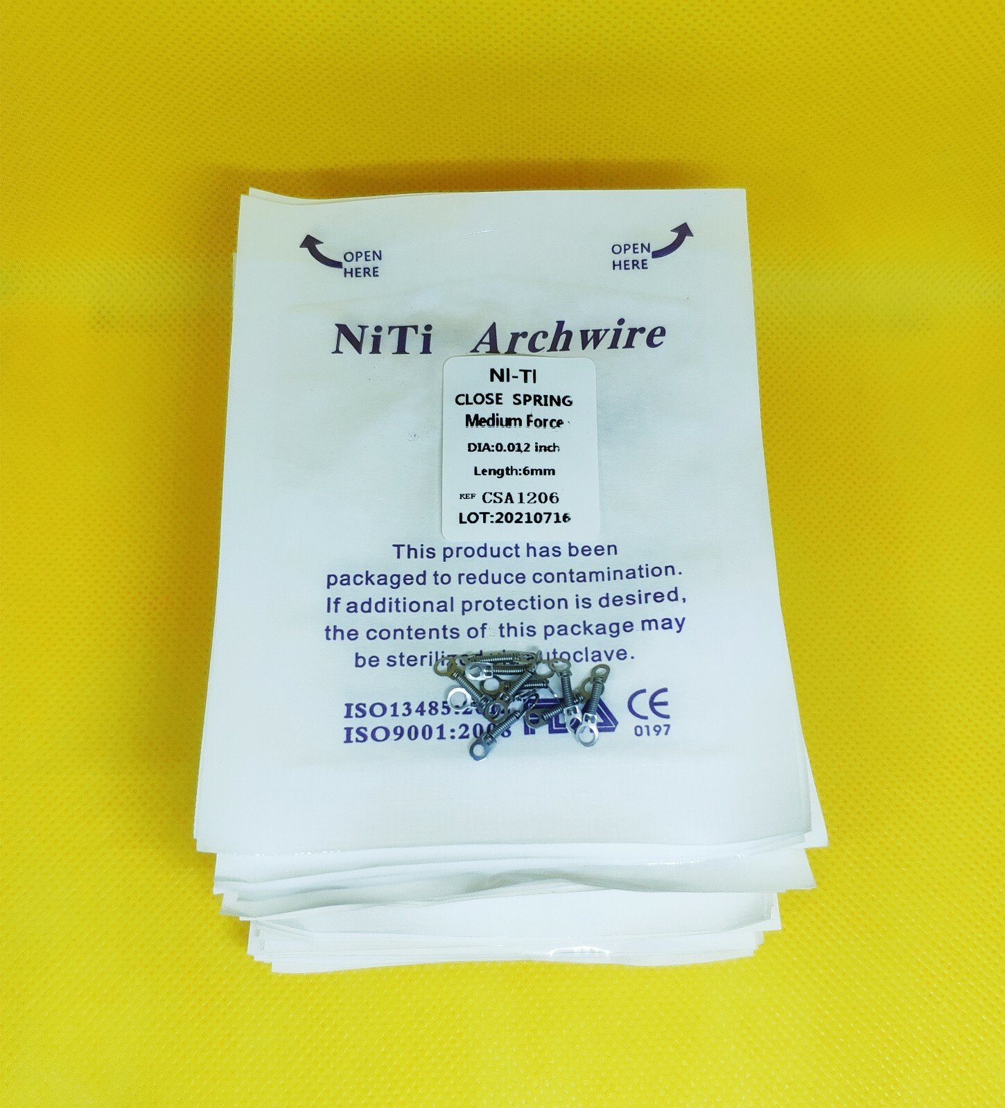 100Packs Dental Closed Coil Spring Orthodontic Niti Alloy 012*6mm Medium Force