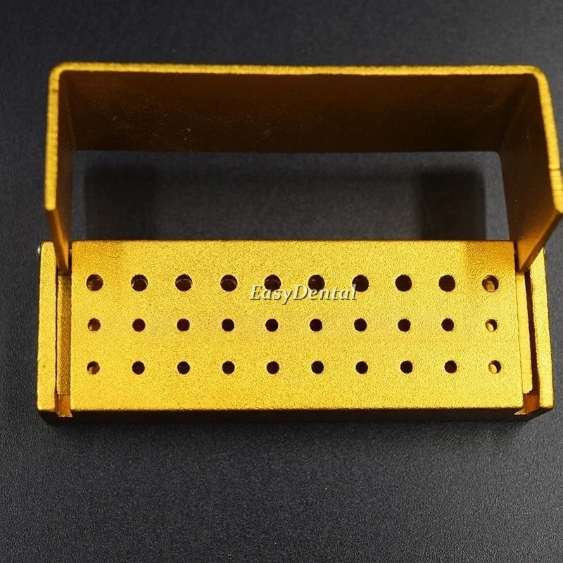 30 Holes Dental Bur Burs Holder Block Disinfection Box Aluminium Autoclave