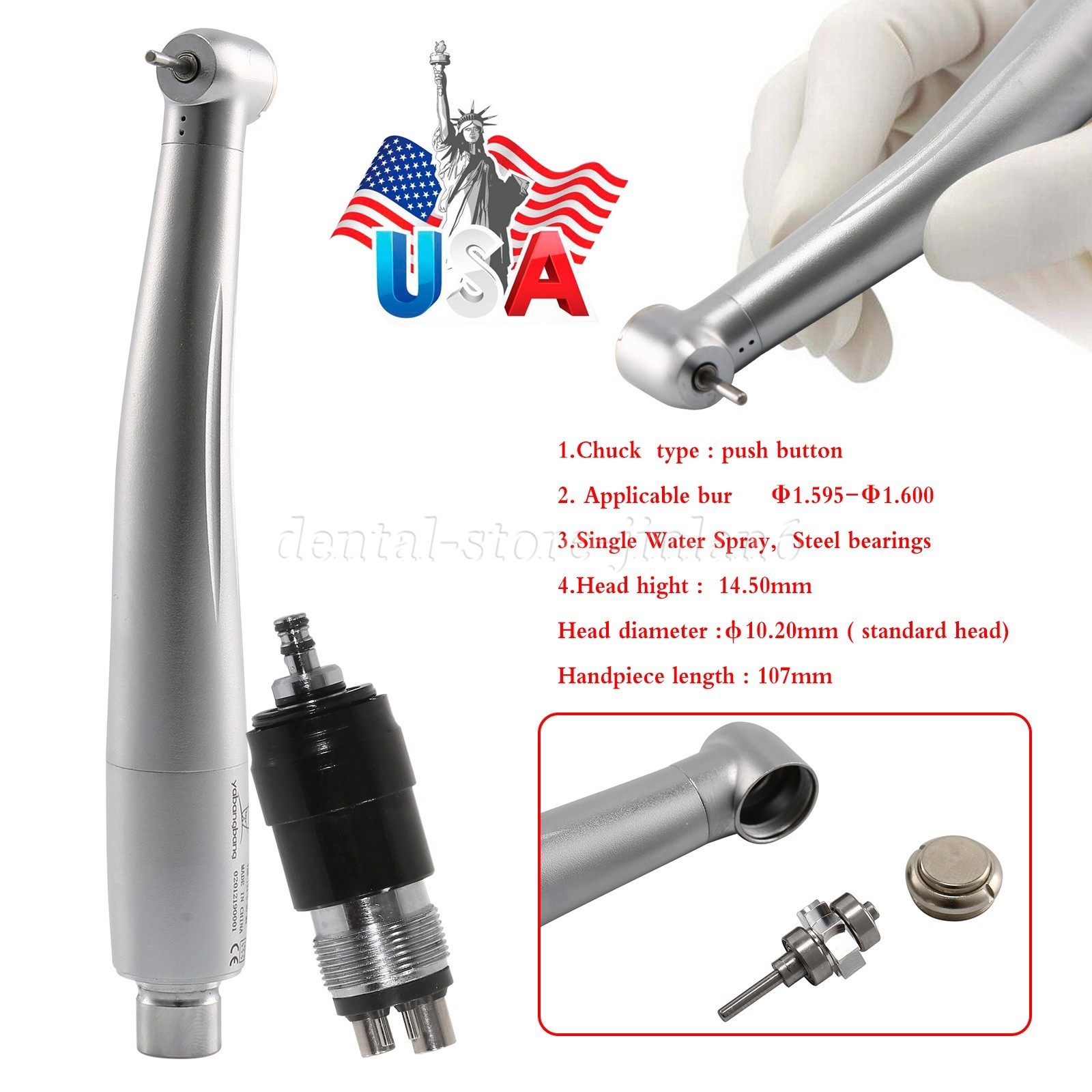 10 Pcs NSK Style Dental High Speed Turbine Handpiece+4 Hole Quick Coupling YBNK4