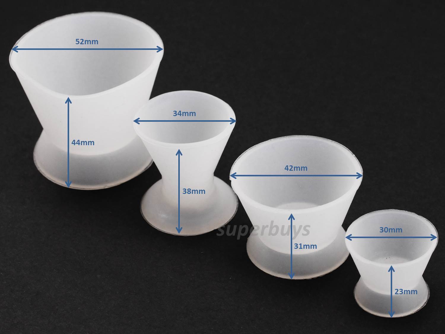 4pcs Mini Silicone Mixing Bowl Cup Flexible Non-Stick Dental Lab Resin Rubber