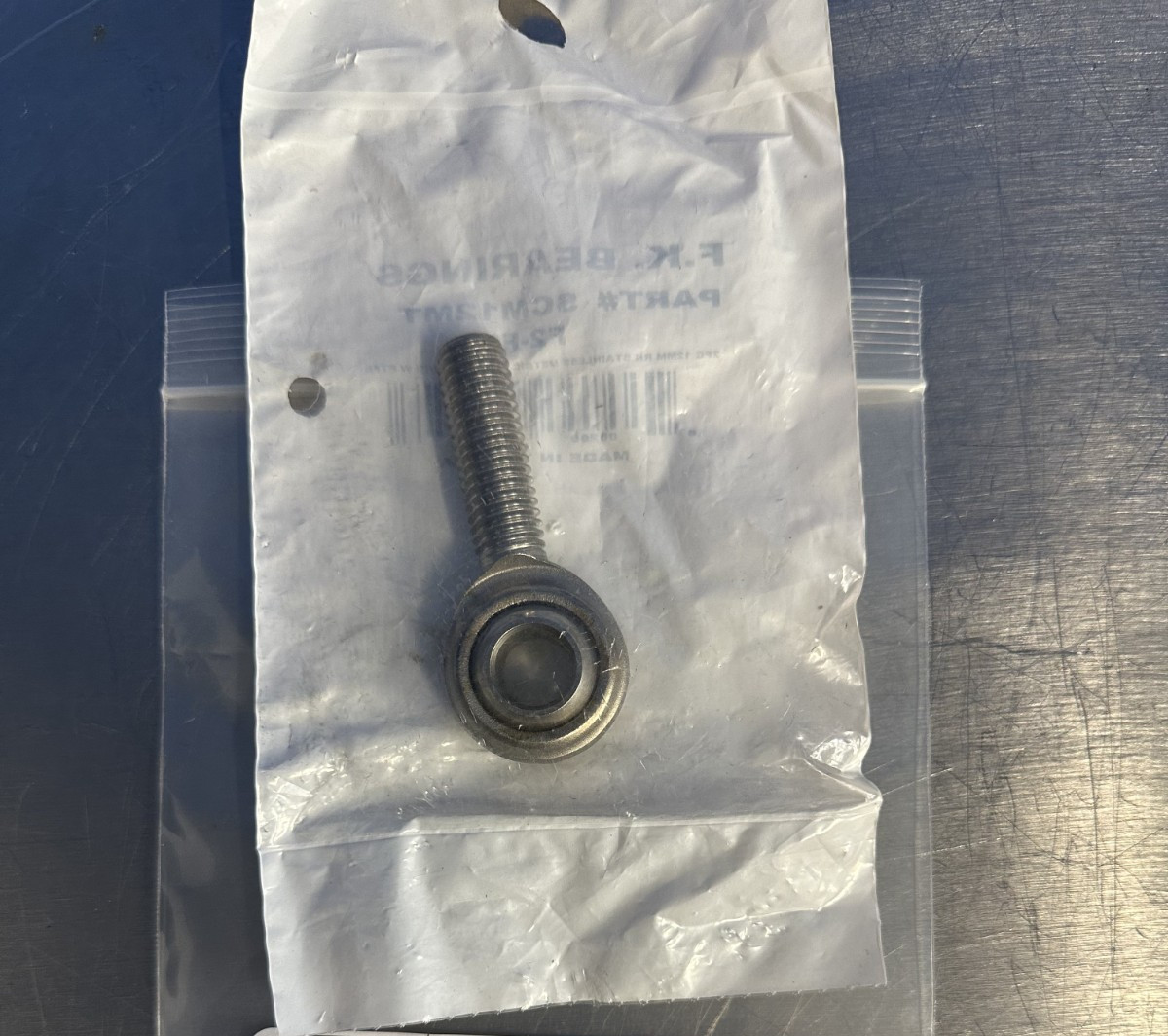 FK Bearings SCM12MT Rod End Bearing 12mm RH Stainless Steel Male w/ PTFE Liner