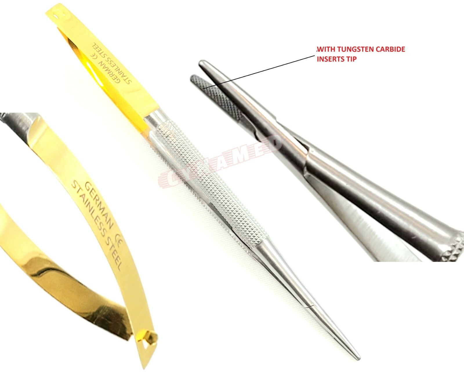 2 CASTROVIEJO MICRO NEEDLE HOLDER 6″ STRAIGHT W/ TUNGSTEN CARBIDE INSERTS-GERMAN