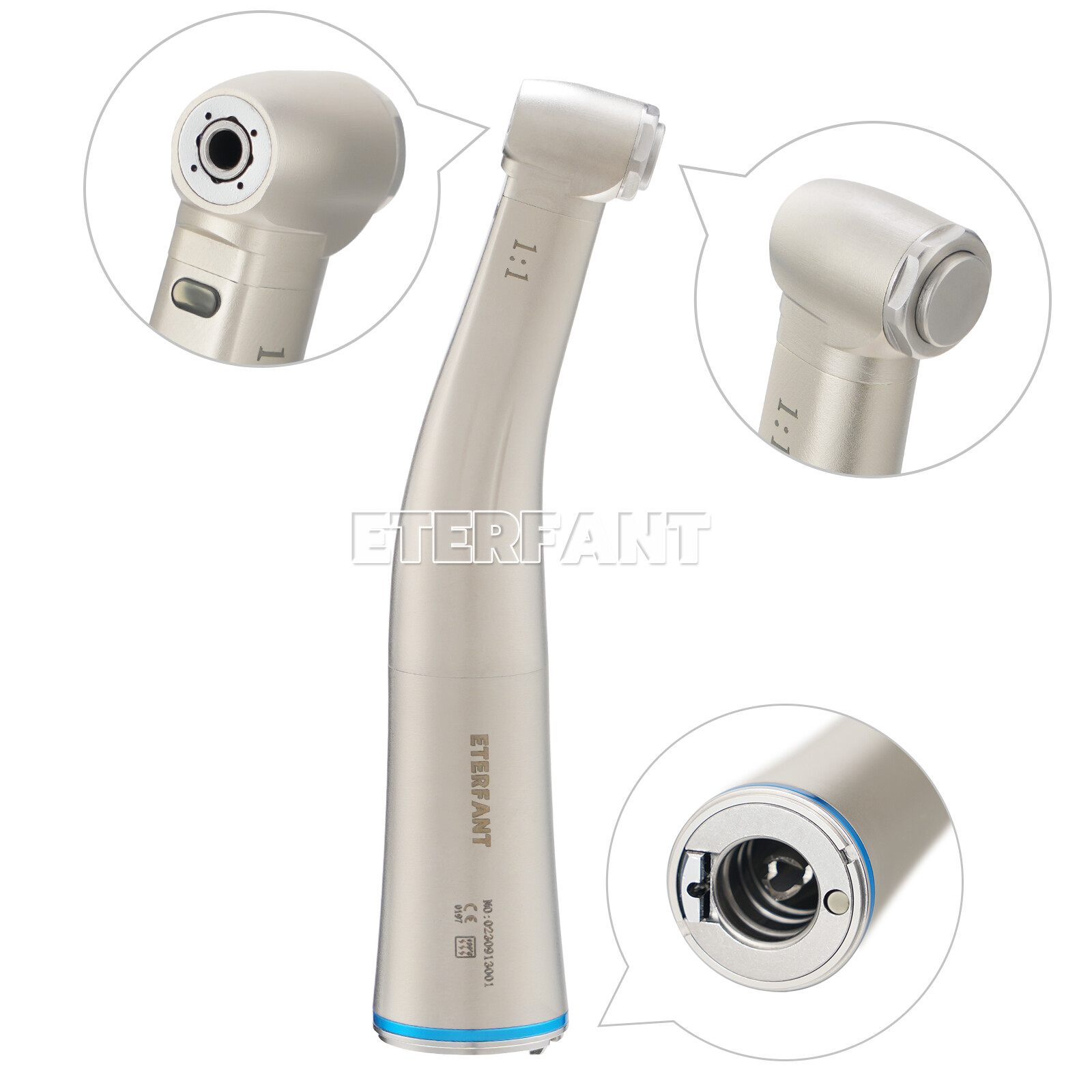 ETERFANT Dental 1:5/1:1Fiber Optic LED Contra Angle Handpiece NSK Electric Motor