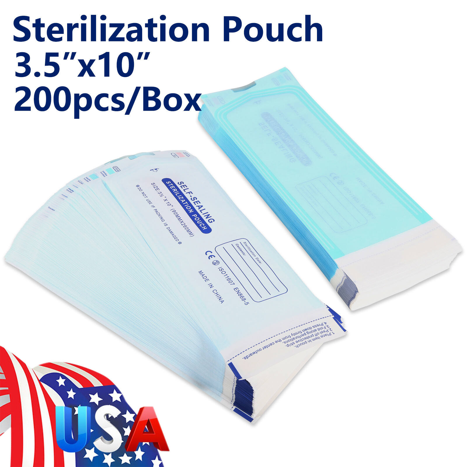 Self-ing Sterilization Pouches 3.5″ x 10″ 200 Pcs / Box SA