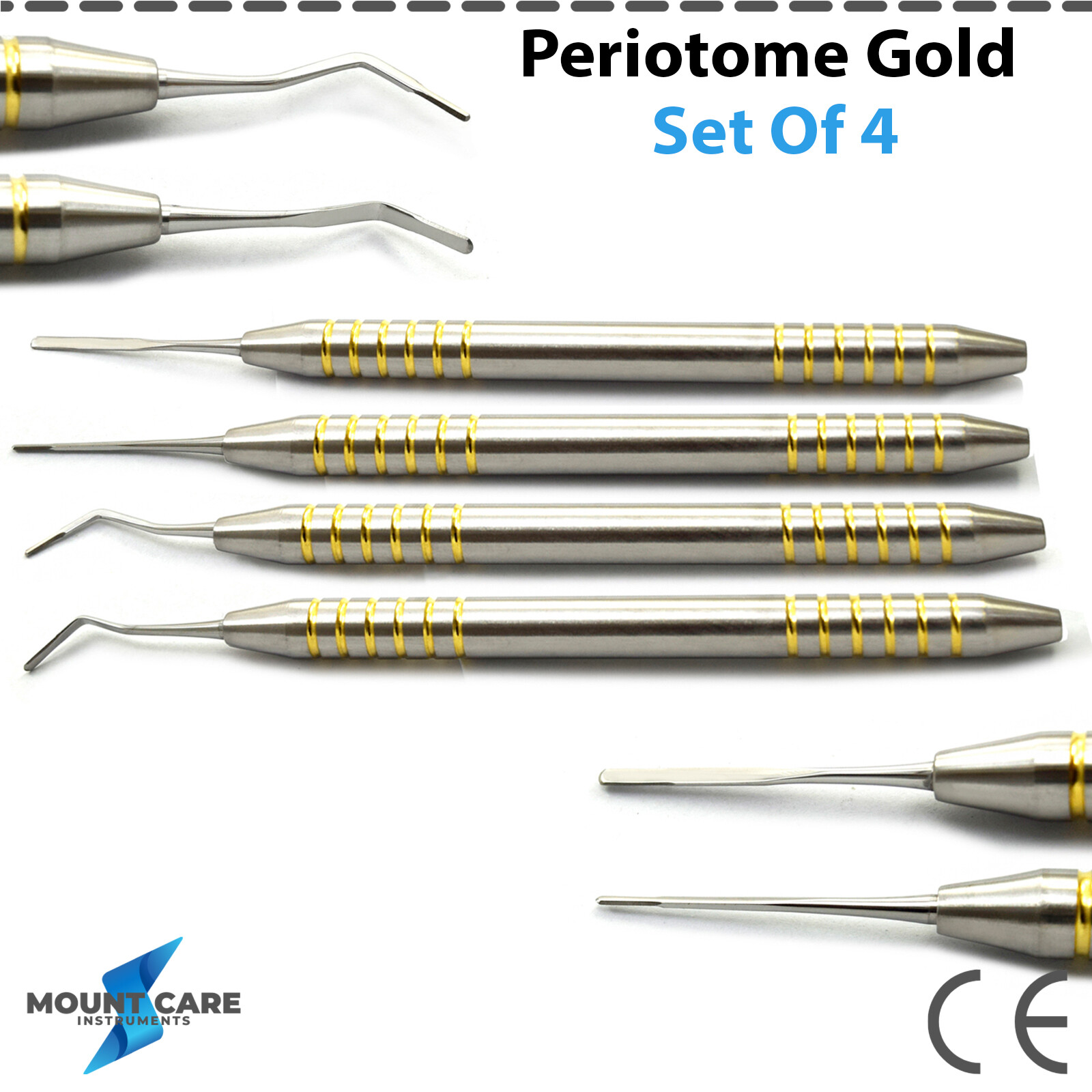 Set Of 4 Dental Periotome Gold Scaler Periodontal Ligament Atraumatic Extraction