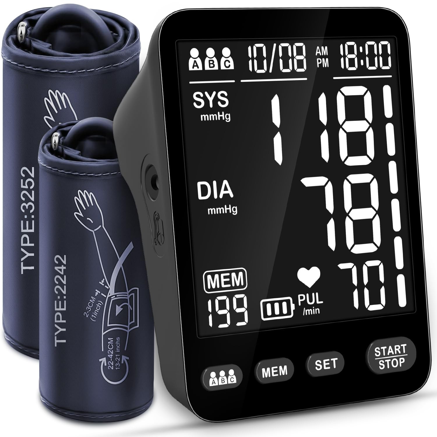 YONLO Blood Pressure Monitor, Automatic Extra Large, Black