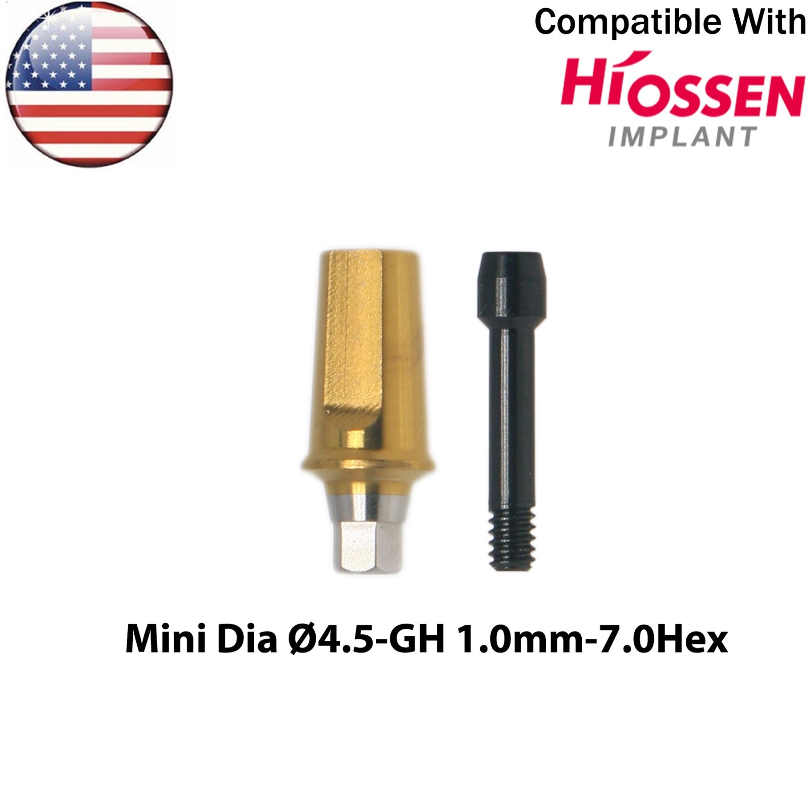 US Dental Titanium Straight Transfer Abutment Mini Ø4.5mm Fits Hiossen Osstem TS