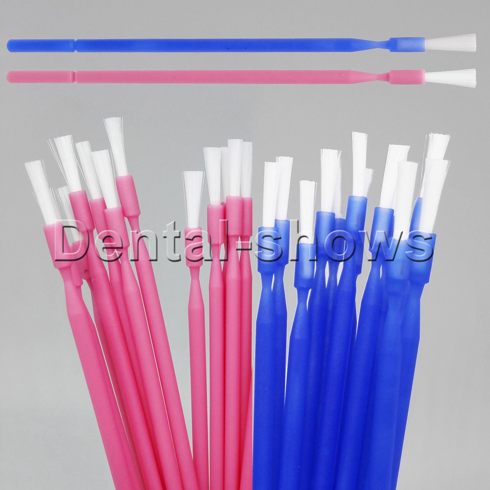 100 Pcs Dental Disposable Micro Applicator Brush Bendable Long Shank Pink/Blue