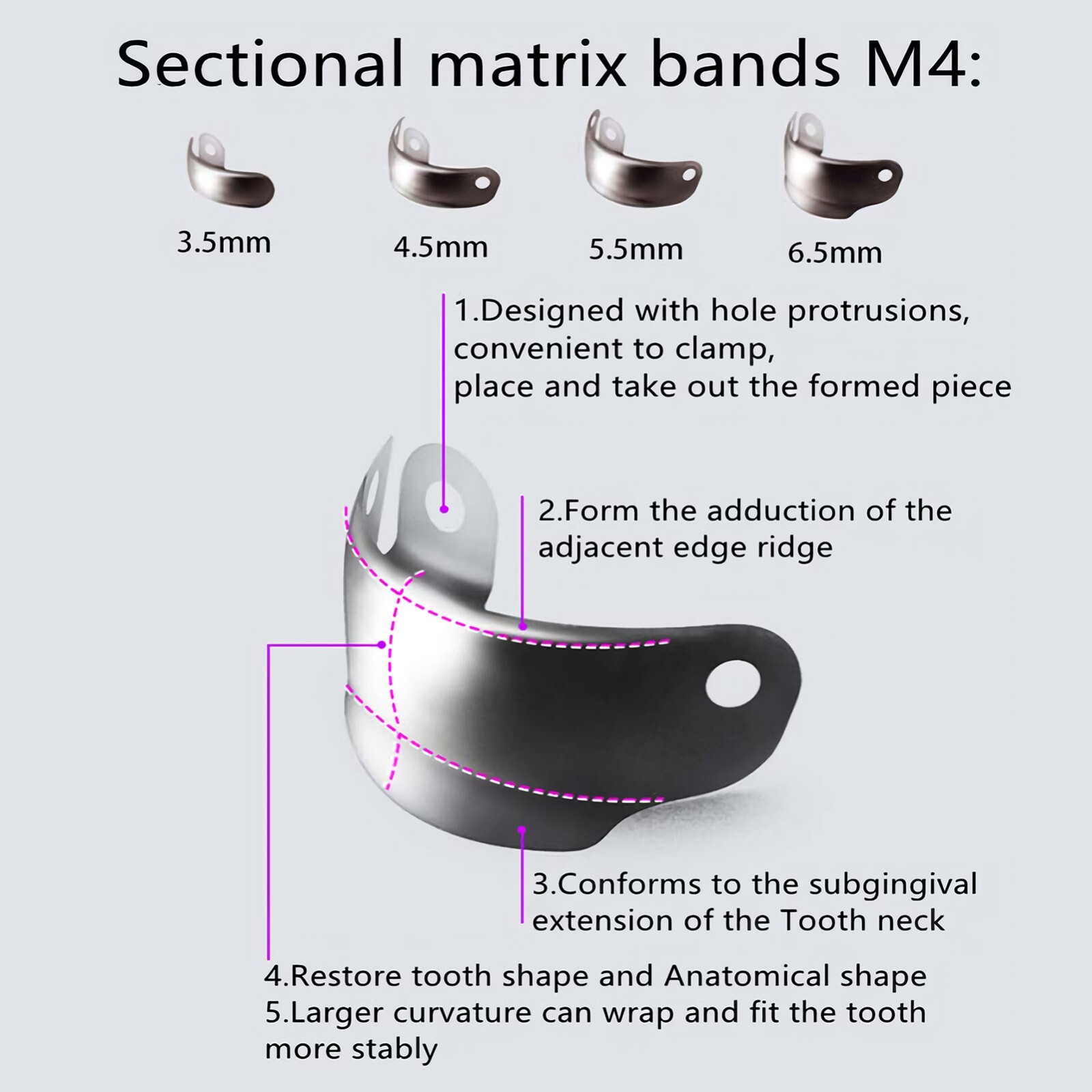 Dental Titanium Ring Sectional Matrix Band System Fit Palodent V3 Garrison Clamp