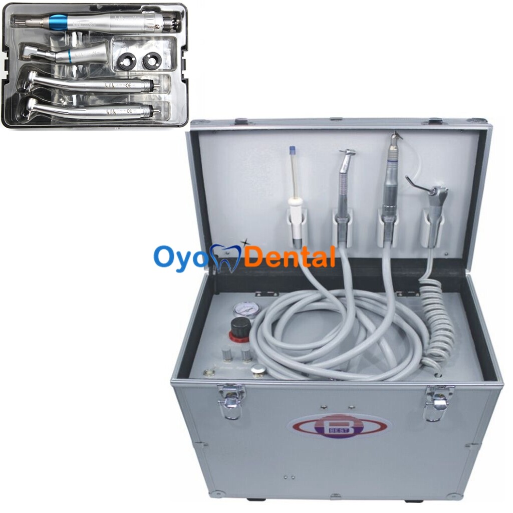 BD-402 Portable Mobile Dental Unit with Compressor + Dental Handpiece Kit 4 Hole