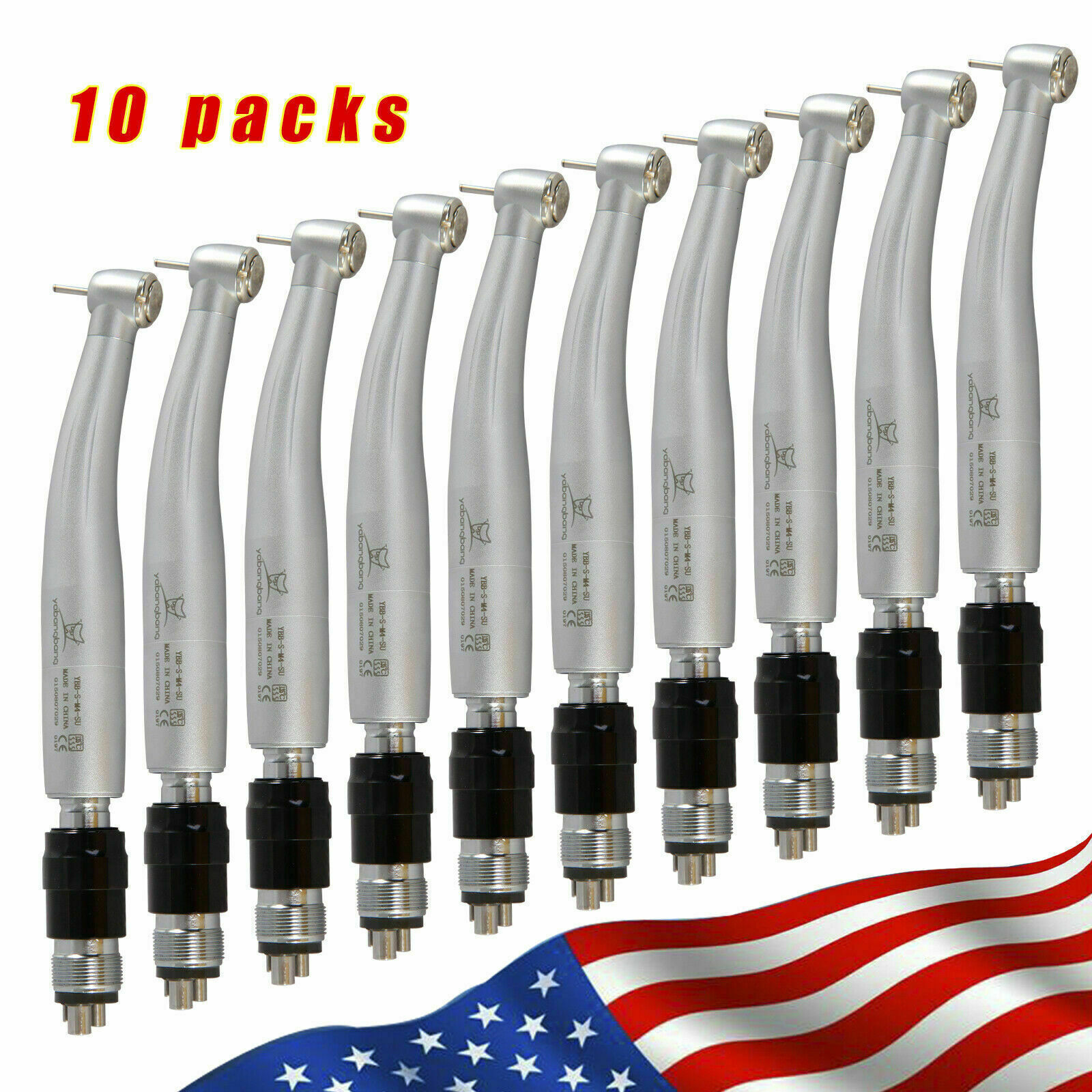 10Pcs NSK Style Dental High Speed Turbine Handpiece w/ 4Hole Quick Coupler YBNKM