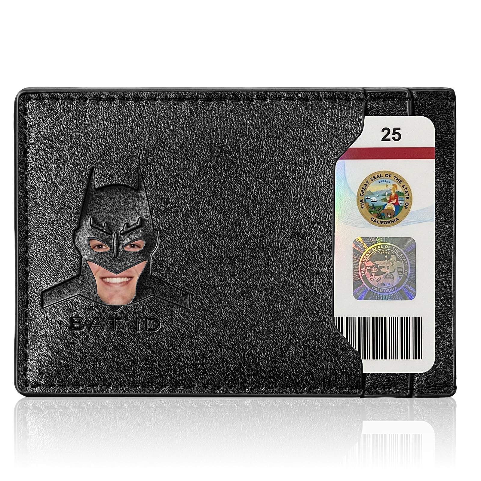 Amarone Leather Bat Wallet Superhero Card Holder Multiple Card Slots Face Eyes