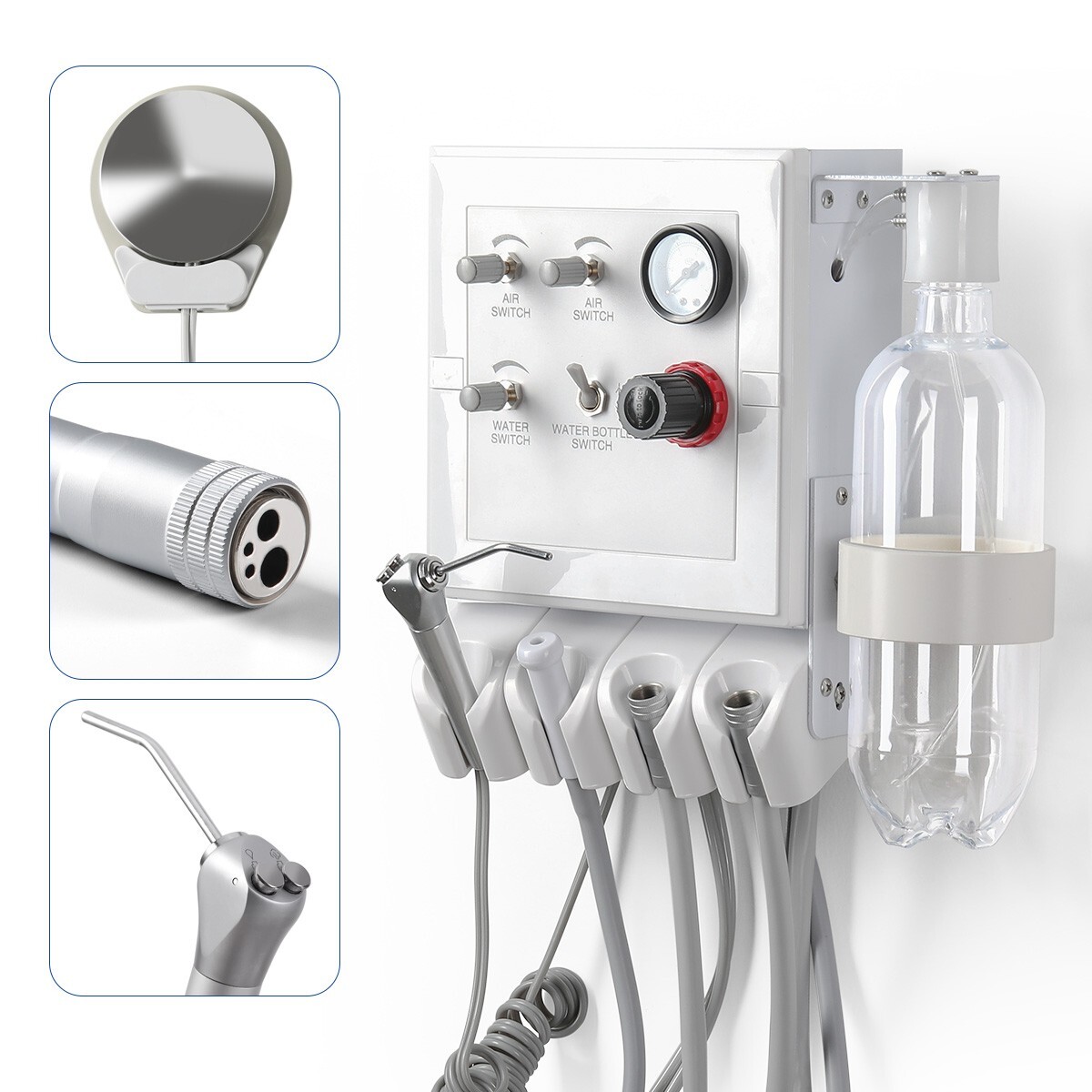 Unidad de turbina dental portátil trabajo succión débil con compresor aire 4Hole