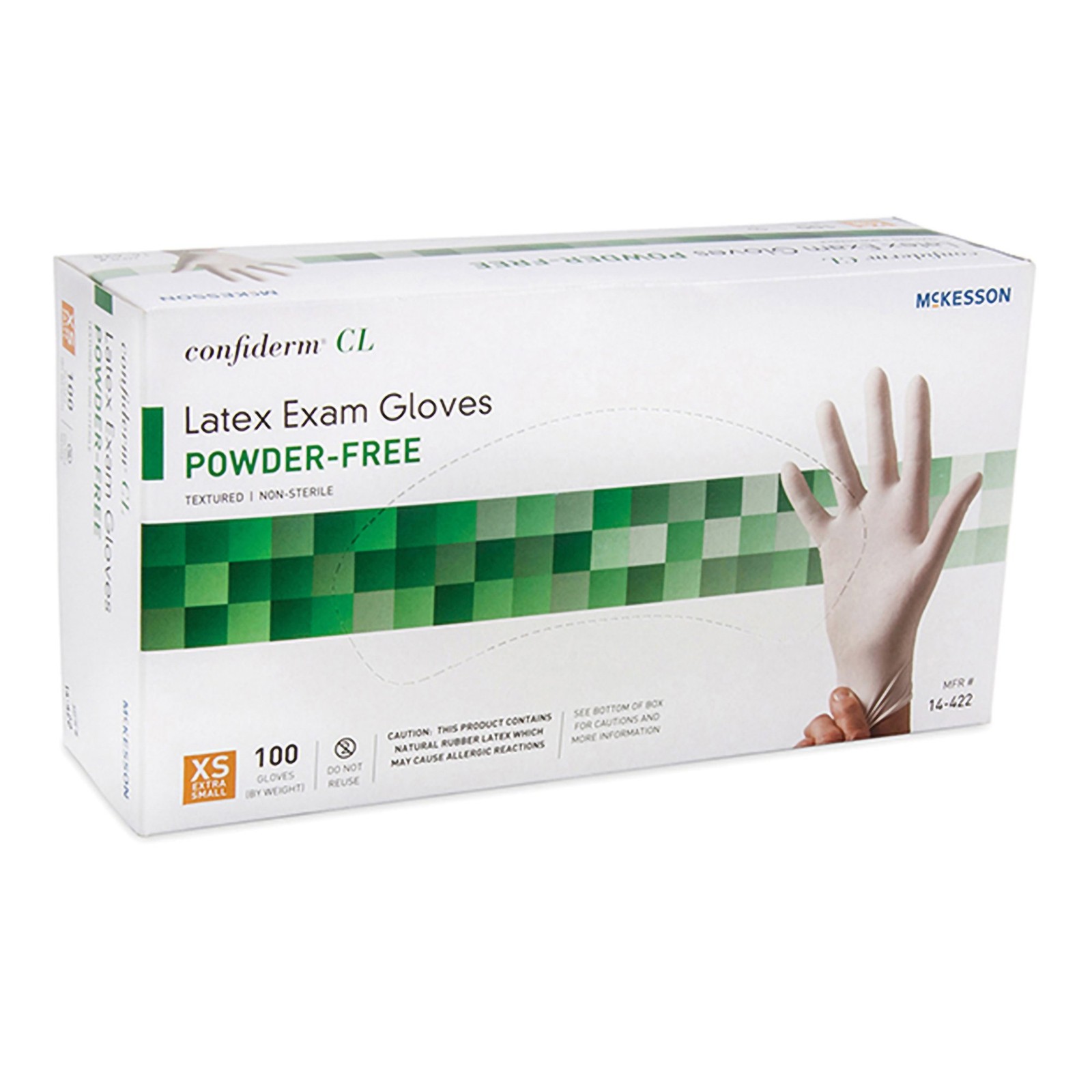 McKesson Confiderm CL Latex Exam Glove Standard Cuff Length X-SMALL 100 per Box