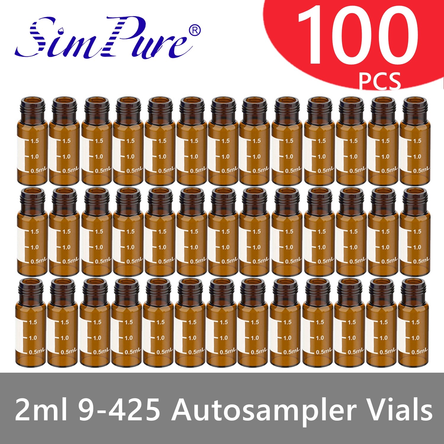 HPLC Vials 2ml Autosampler Borosilicate Glass Container Writing Patches US