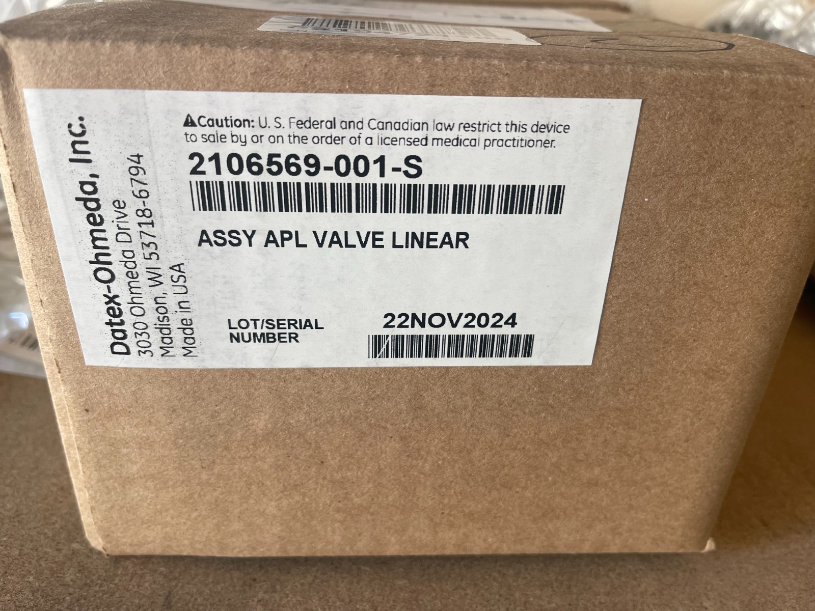 Datex-Ohmeda 2106569-001-S Assy APL Value Linear Assembly 22NOV2024 NWB