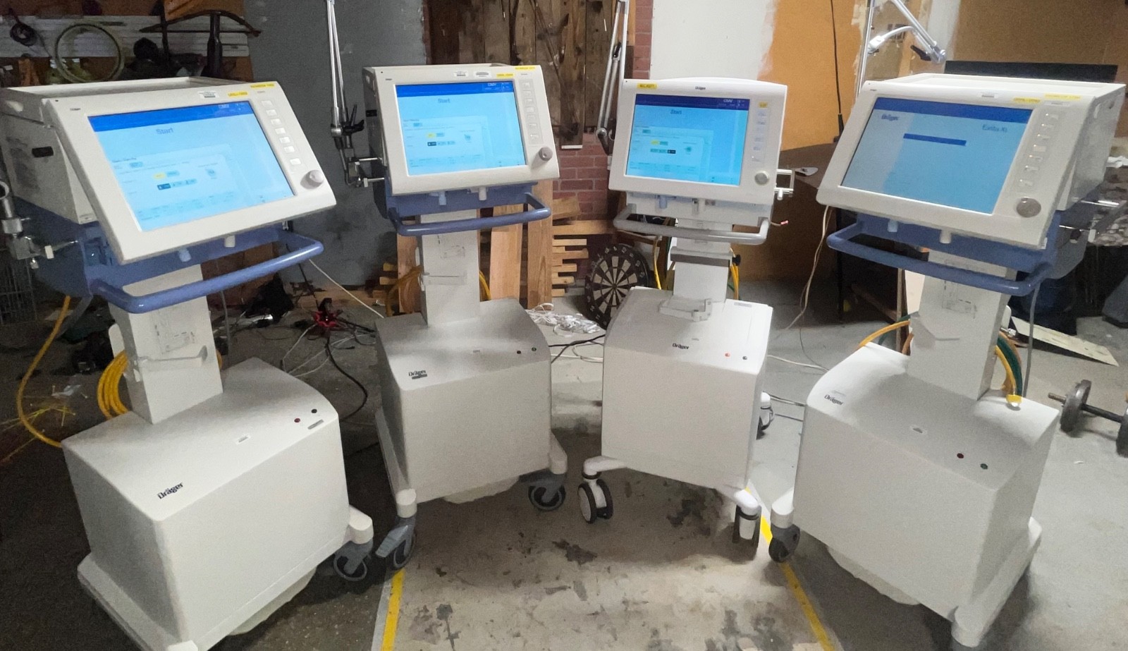 EVITA XL DRAGER VENTILATORS w/ compressor, LOT SALE, 48 flow sensors & more