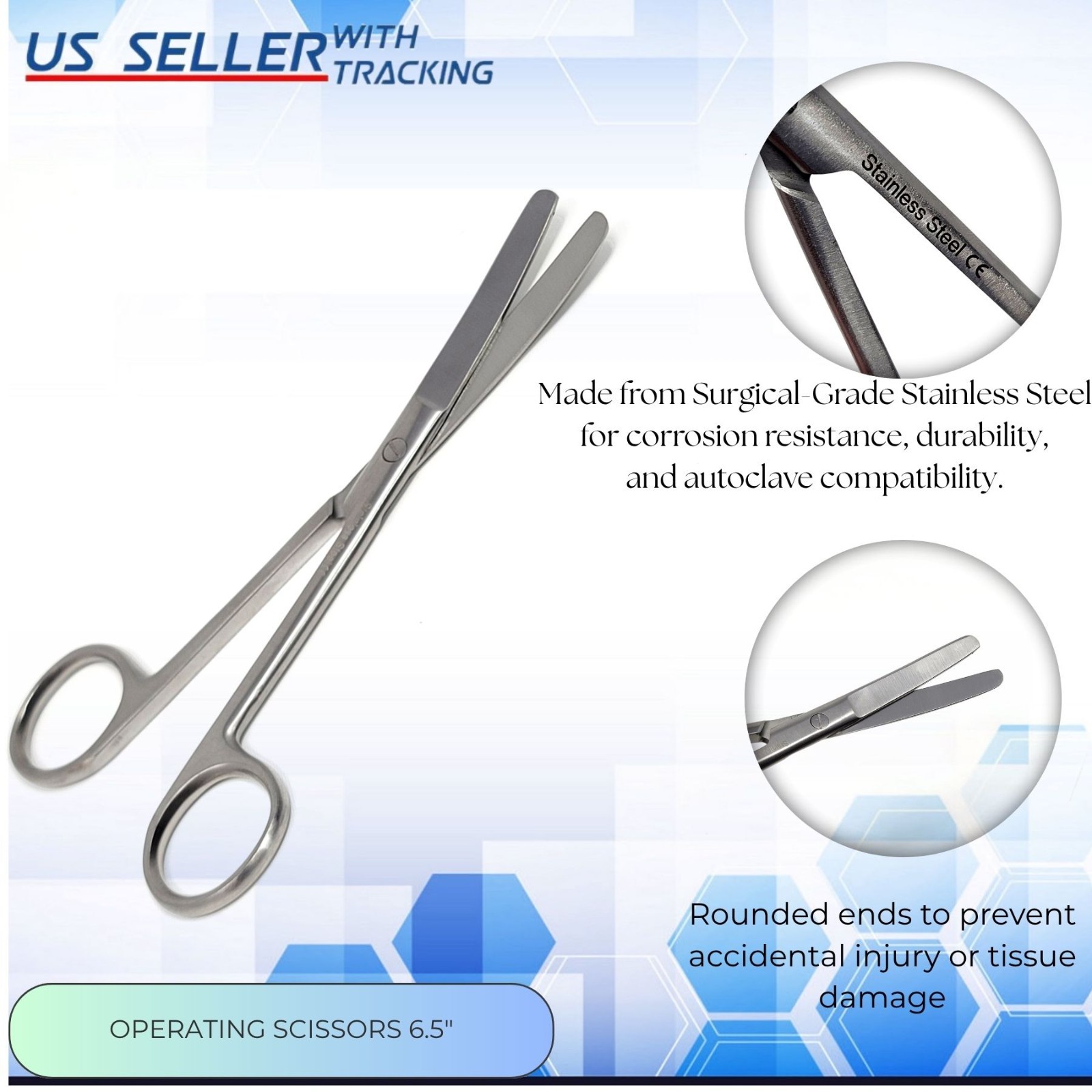3 Operating Scissors 4.5″+5.5″+6.5″ Curved Blunt/ Blunt Surgical Instruments