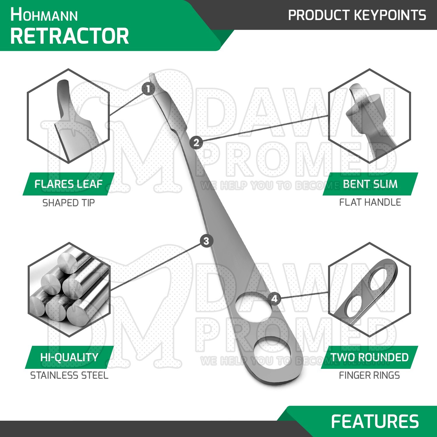 Hohmann Retractor 9.25″ Blade 10mm Wide Surgical & Veterinary Instrument