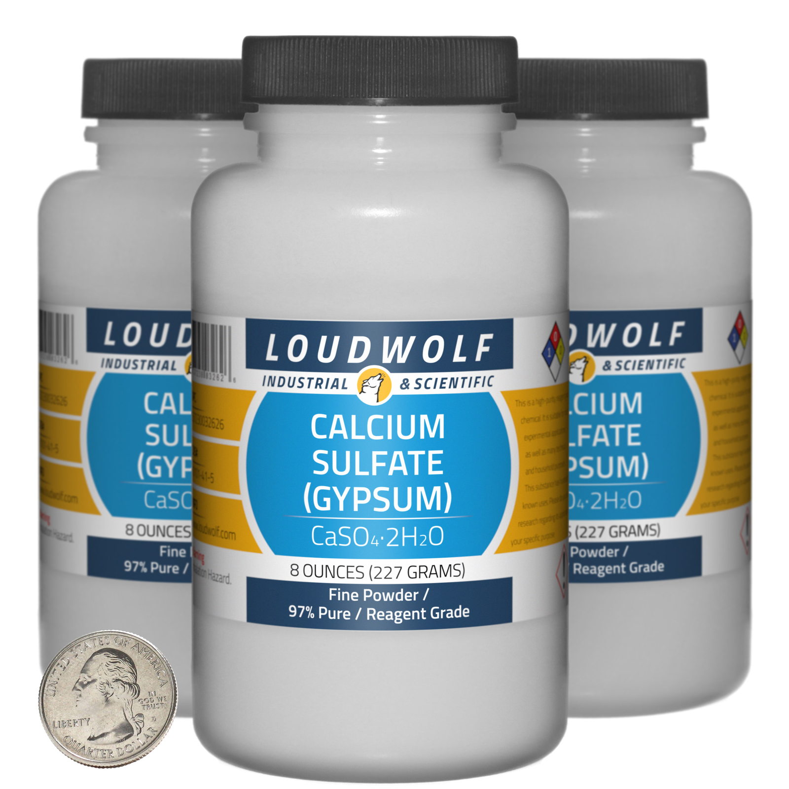 Gypsum / 1.5 Pounds / 3 Bottles / 97% Pure Reagent Grade / Fine Powder / USA