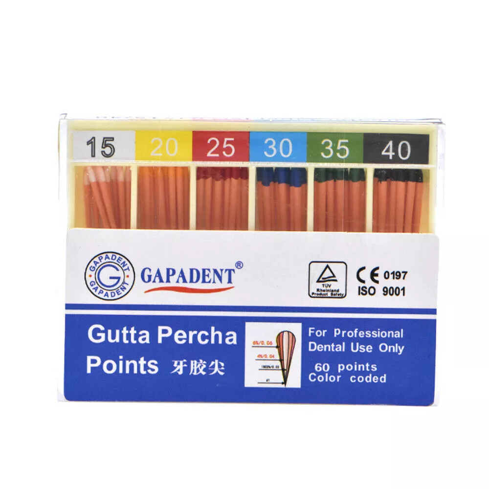 60/120 Pack Gutta Percha Points Taper 0.02/.04/.06 #15-40 Endodontic Root Canal