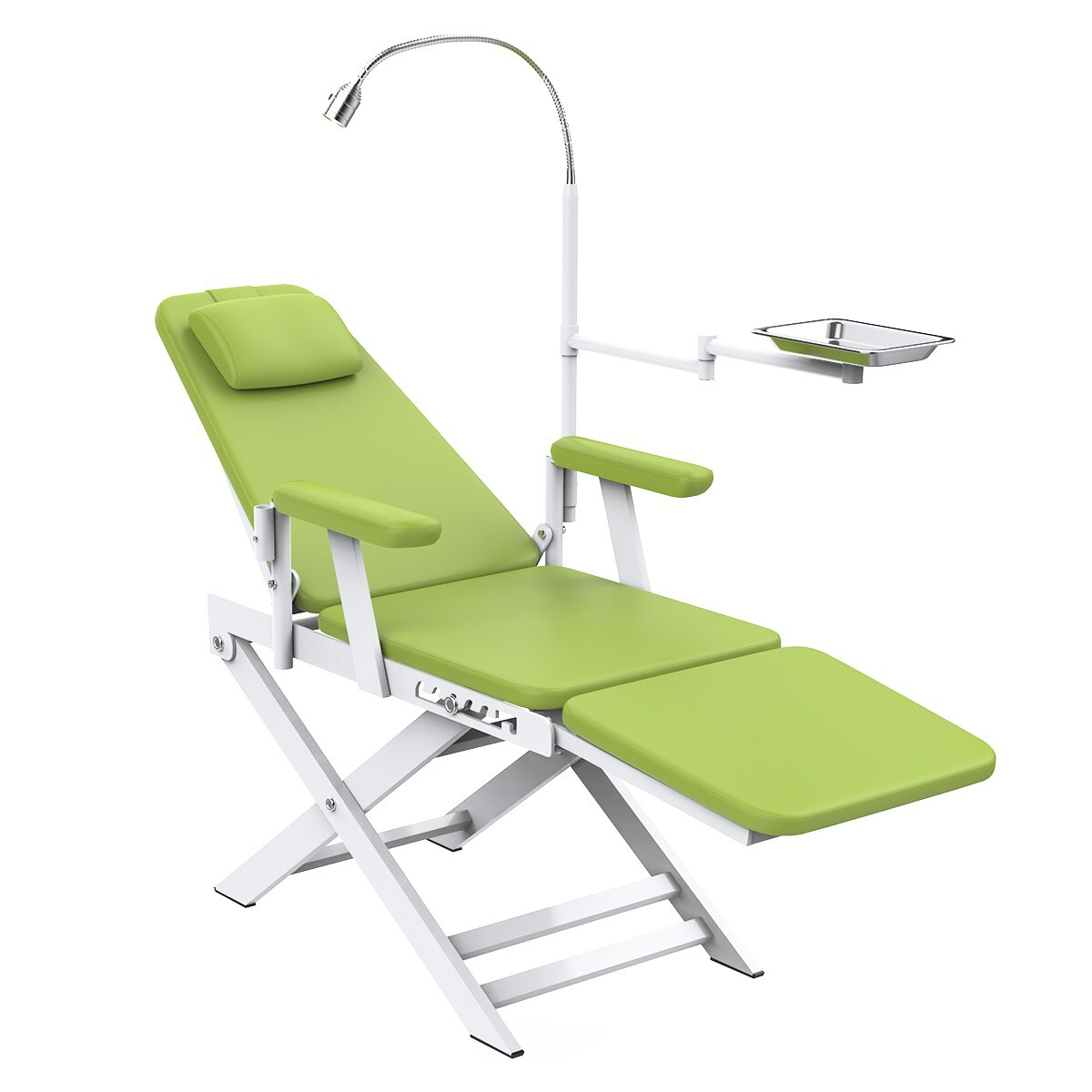 Portable Dental Folding mobile Chair+Turbine Unit 4Hole+LED light+Tray