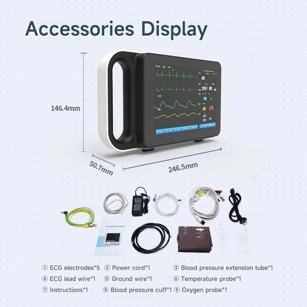 7″ Patient Monitor ICU CCU Vital Sign For Hospital ECG NIBP RESP TEMP SPO2 PR