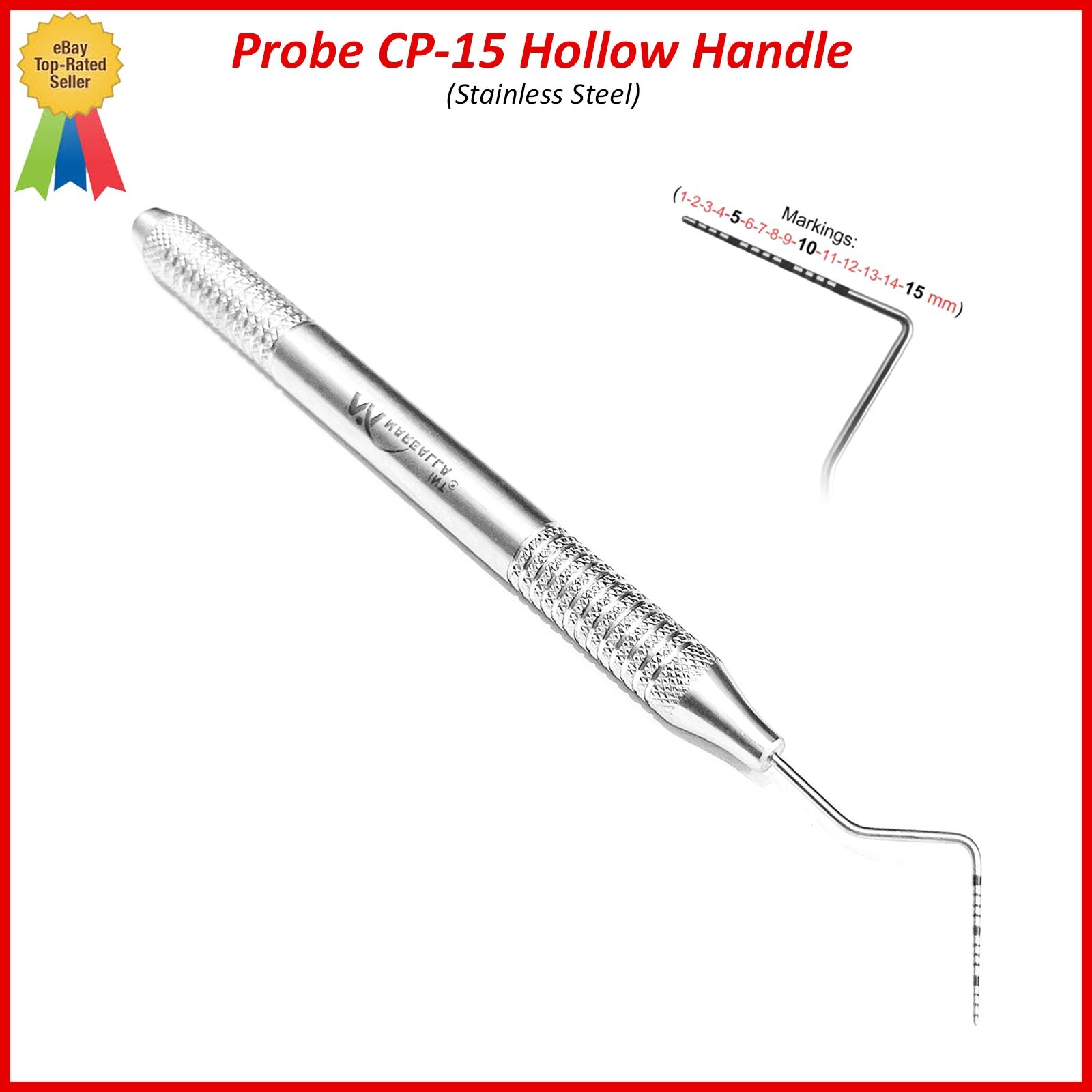 Periodontal Probe CP15 Single Ended Color Coded Marking Dental Instruments X2