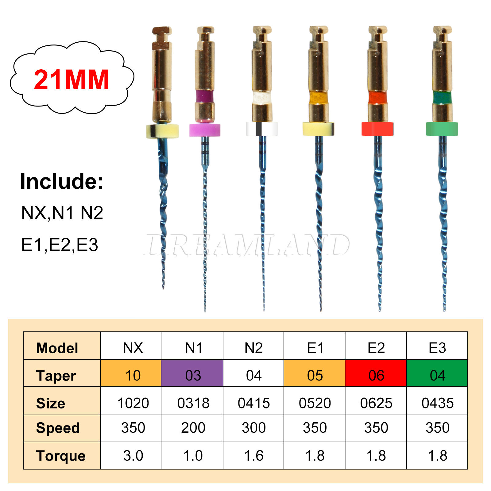 6pc/Pack Dental Endo Rotary Files NX-E3 NITI Root Canal Safe Files 21/25/31MM