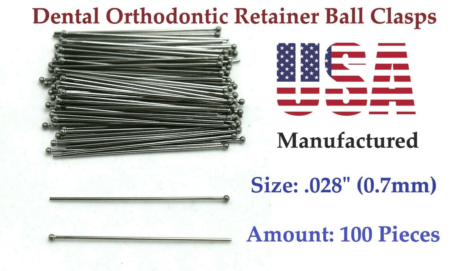 100 pieces – .028″ – Orthodontic Dental Ball Clasps +Free Shipping!