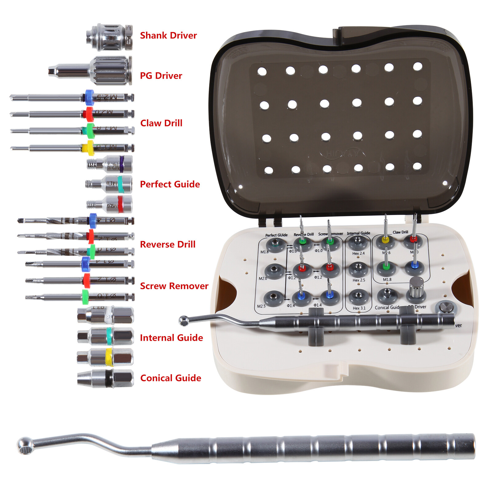 Dental Implant Broken Screw Remover Kit Reverse Drill Guide Driver SR Neobiotech
