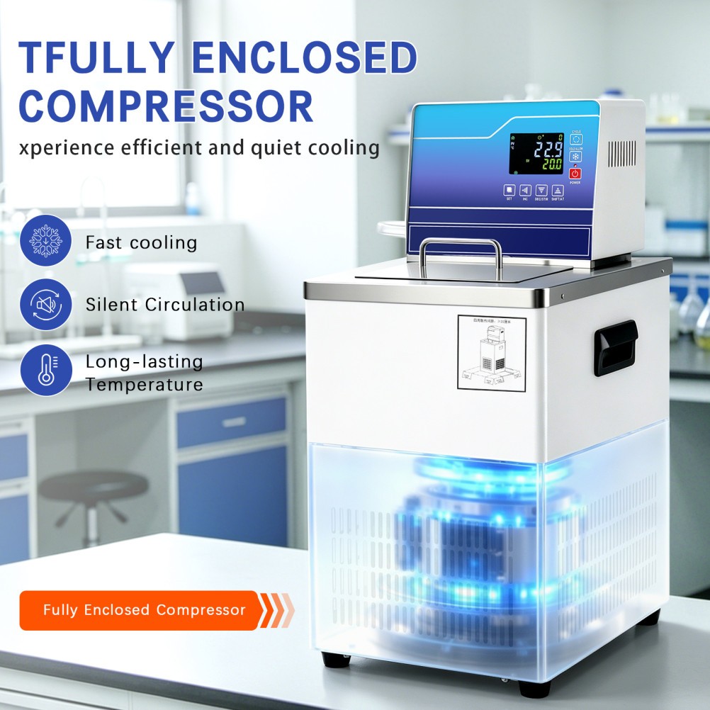Lab Chiller Circulator 6L -20℃ 100℃ 110V Recirculating Cooling Water Bath Pump