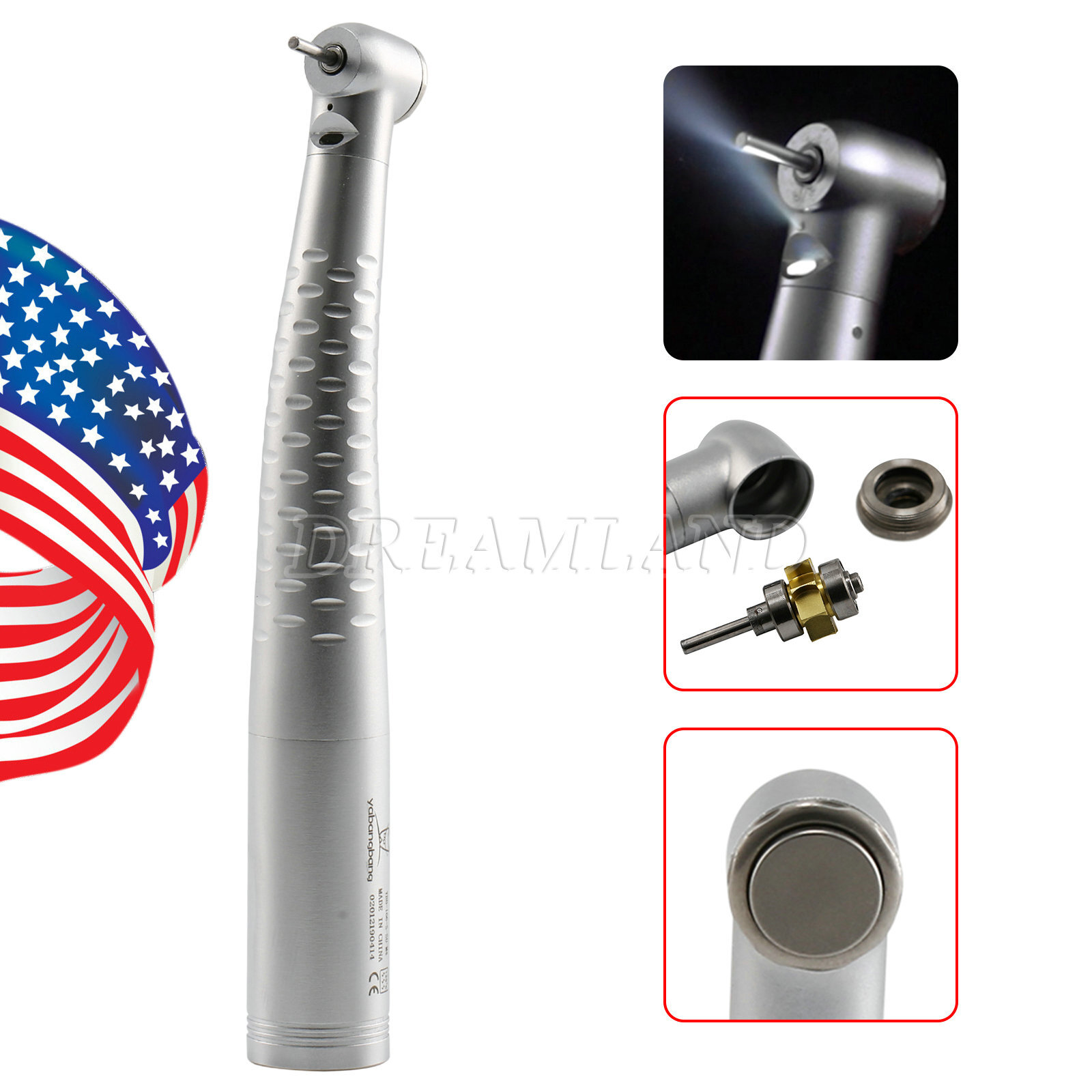 Dental Fiber Optic LED High Speed Handpiece Push Button 4/6 Hole KaVo Style