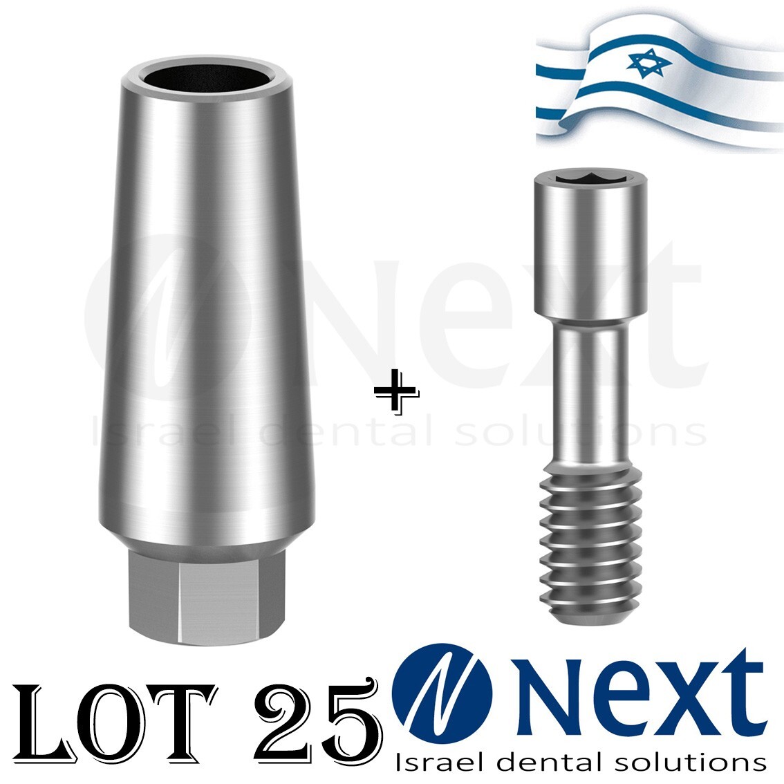 Lot x 25 Straight Titanium Abutment Slim Body internal hex with screw 8 mm