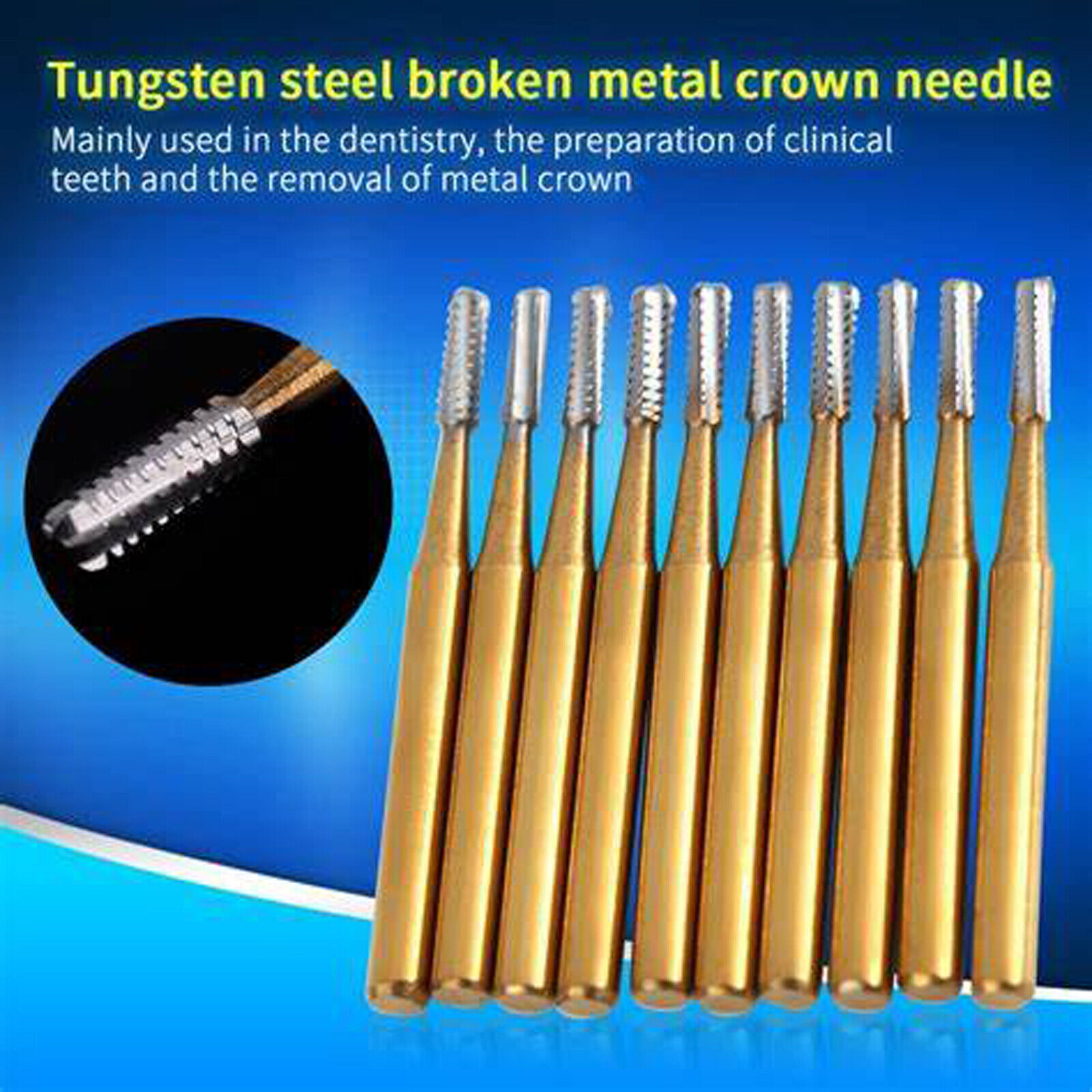 10*Dental Tungsten Steel Carbide Crown Metal Cutting Burs For High Speed FG-1957