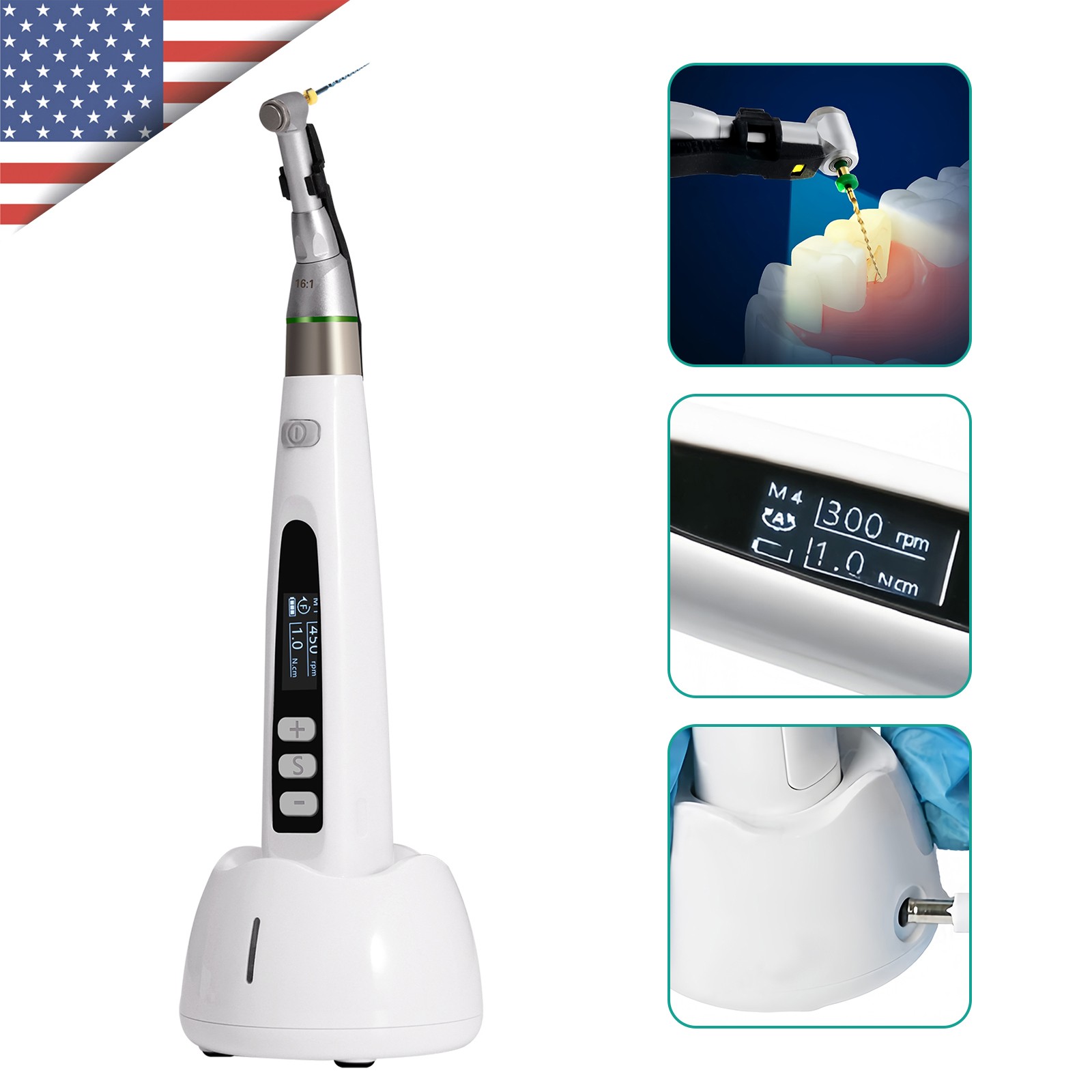 US LED Dental Endo Motor 16:1 Contra Angle Root Canal Treatment Y-smart