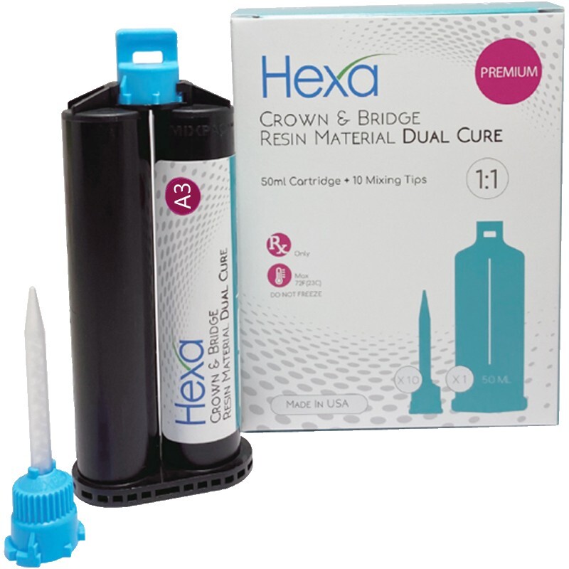 Temp Crown & Bridge Material 1:1 Ratio 50 ml Cartridge & Tips, A3 – Exp. 2024-12