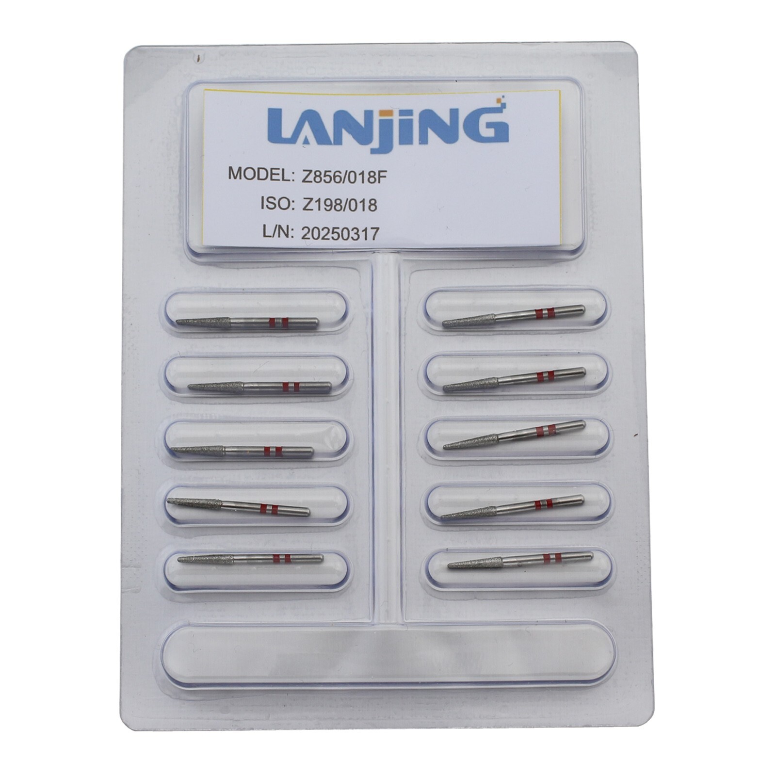 Dental Zirconia Diamond Burs Z856/018F Fine FG Round End Taper Bur High Speed
