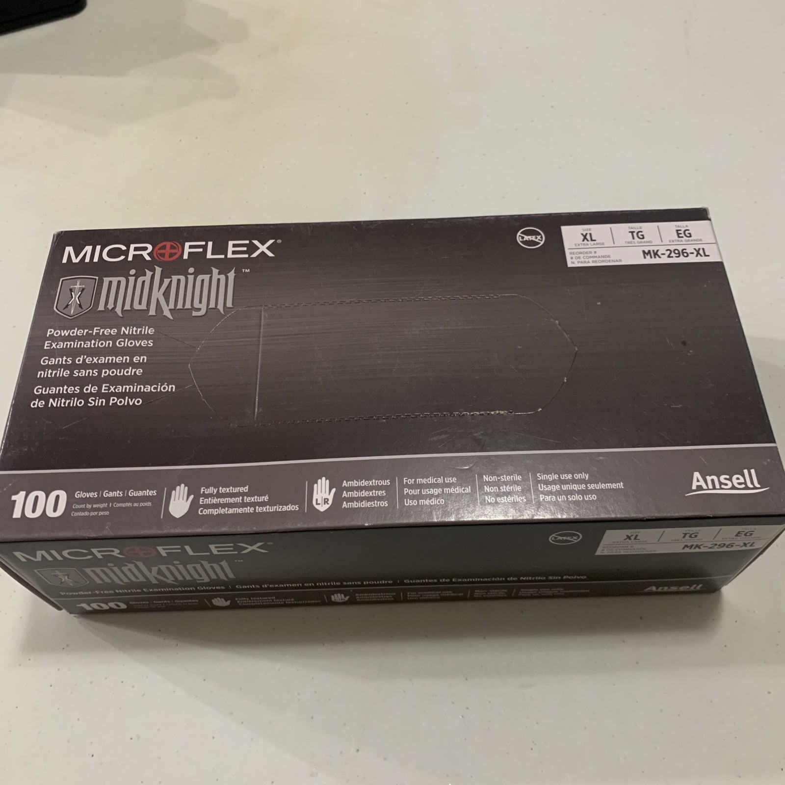 (100/Pk) ANSELL Microflex Midknight Nitrile Exam Gloves – X-Large – (A4)