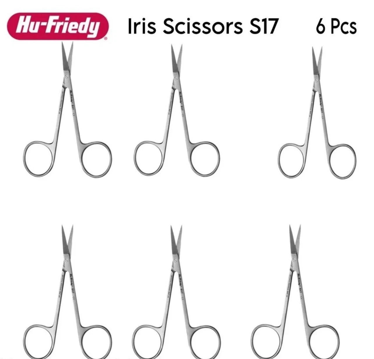 Hu-Friedy Iris Straight S17 Scissors 4.5″ German Stainless Steel Lot of 6x