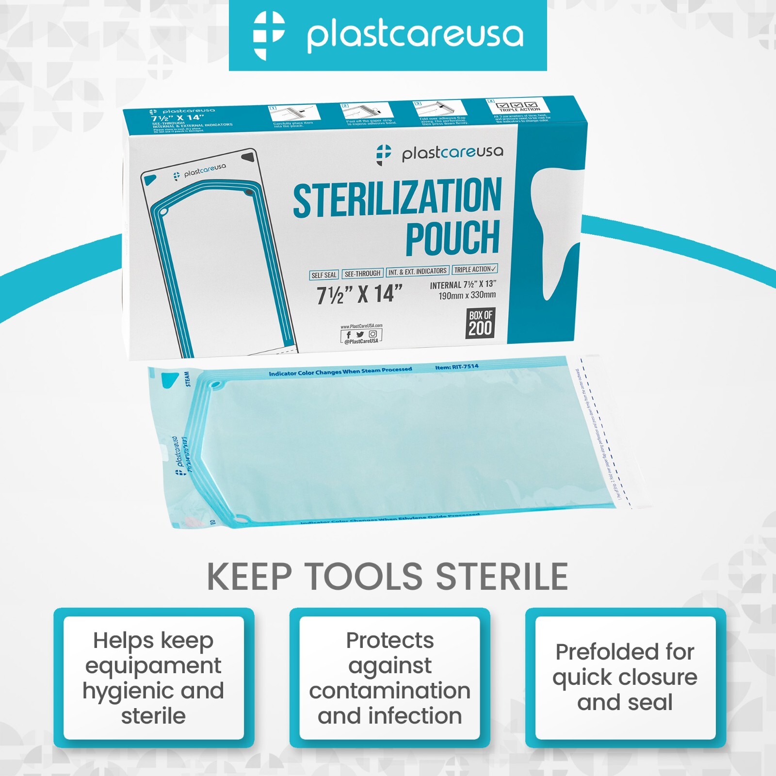 4000 7.5″ x 13″ Self-Sealing Sterilization Pouch Dental Pouches Autoclave Lab